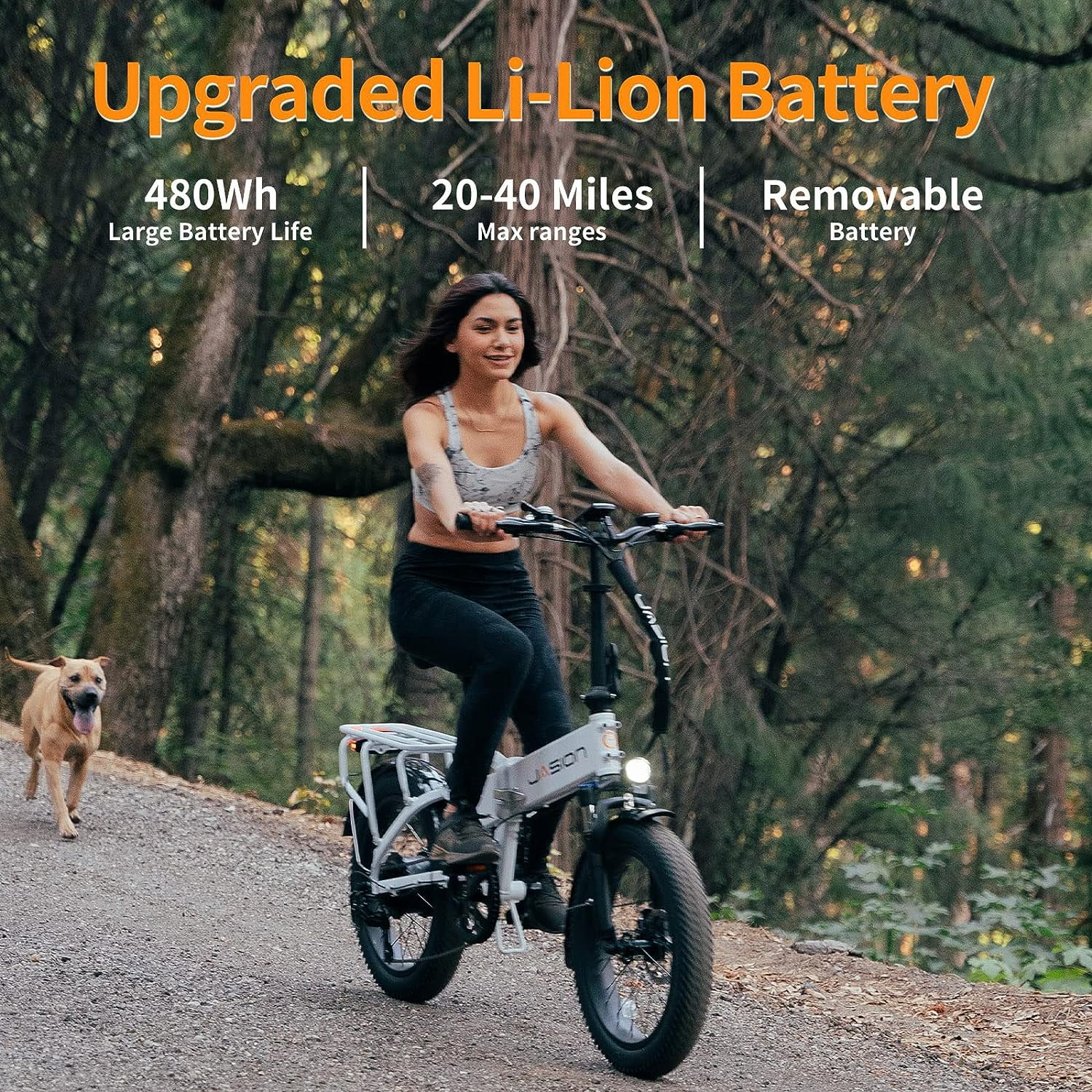 Jasion EB7 2.0 Electric Bike for Adults, 500W Folding Ebike with 48V 10AH Removable Battery, 20″ Fat Tire Foldable Electric Bicycles with Dual Suspension, 7-Speed Bicycles