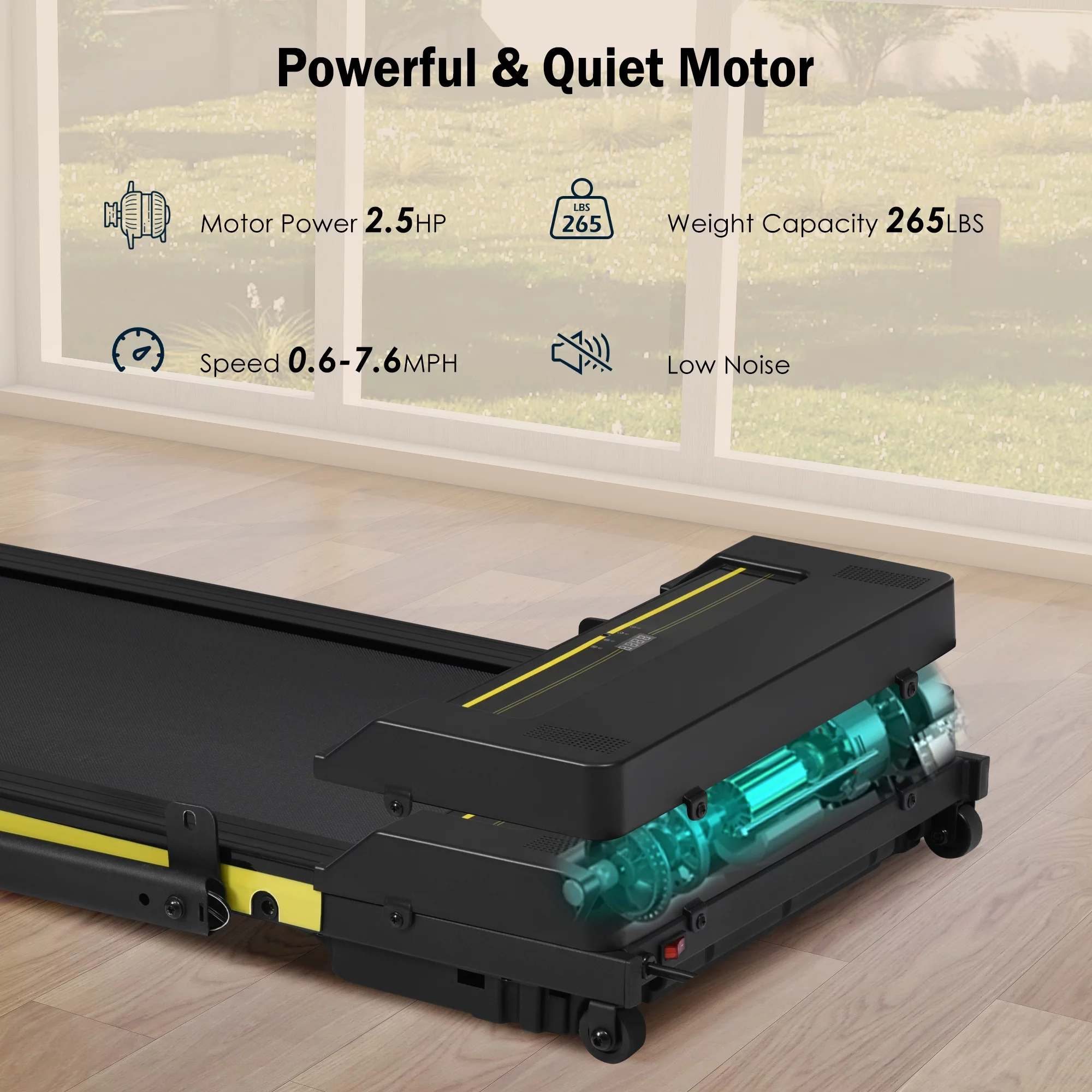 EUROCO 2 in 1 Under Desk Treadmill 7.6MPH Foldable Running Walking Pad 2.5HP Treadmills for Home and Office