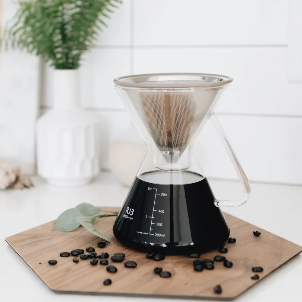 Pour-over Coffee Maker 17oz/0.5L Stainless-Steel Filter Clear Precision Measuring Cup & Carafe