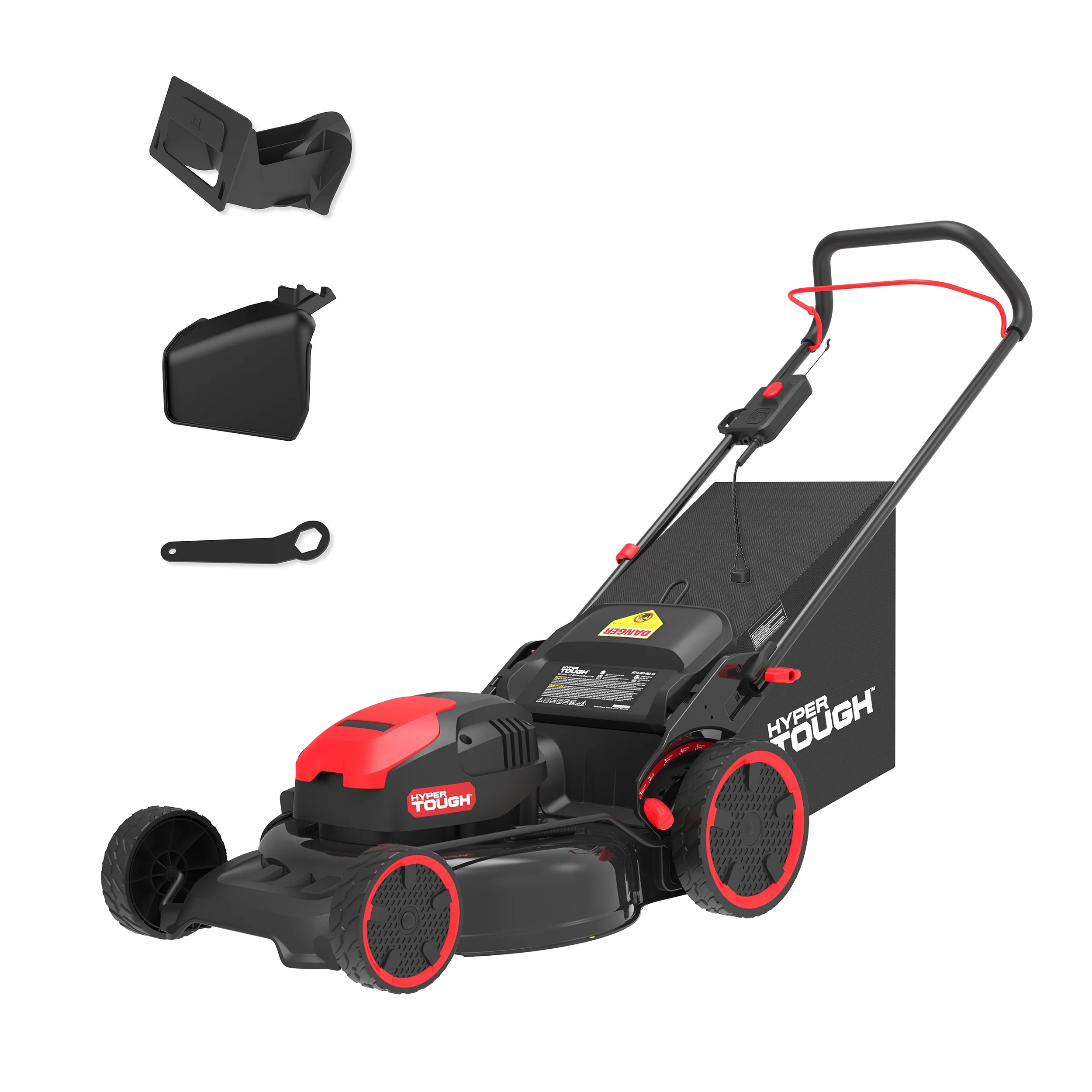 Hyper Tough 20″ 13A Corded Electric Push Walk-behind Lawn Mower, Bag collection, Mulching, Side-discharging