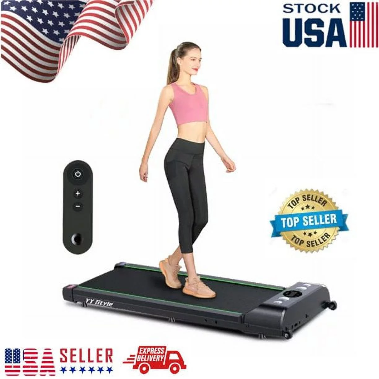 IM Lashes Under Desk Walking Pad Treadmill Quiet 2.0 Horsepower,Ultra-Quiet with Remote Control- LED Sport Walking Jogging Pad for Home/Office