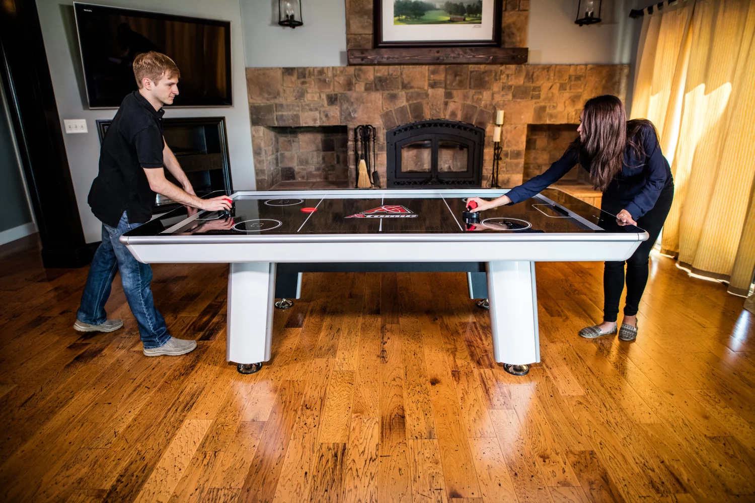 Atomic Avenger 8′ Hockey Table with LED Scoring and 120V Blowers for Exhilarating Play