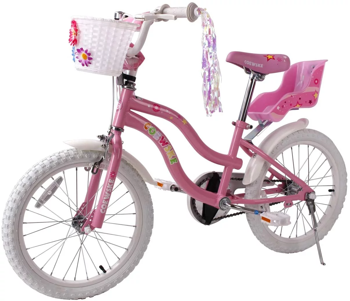 Coewske 18 inch Kids Bicycle Princess Style Children Boys Girls Bike with Kickstand, Pink