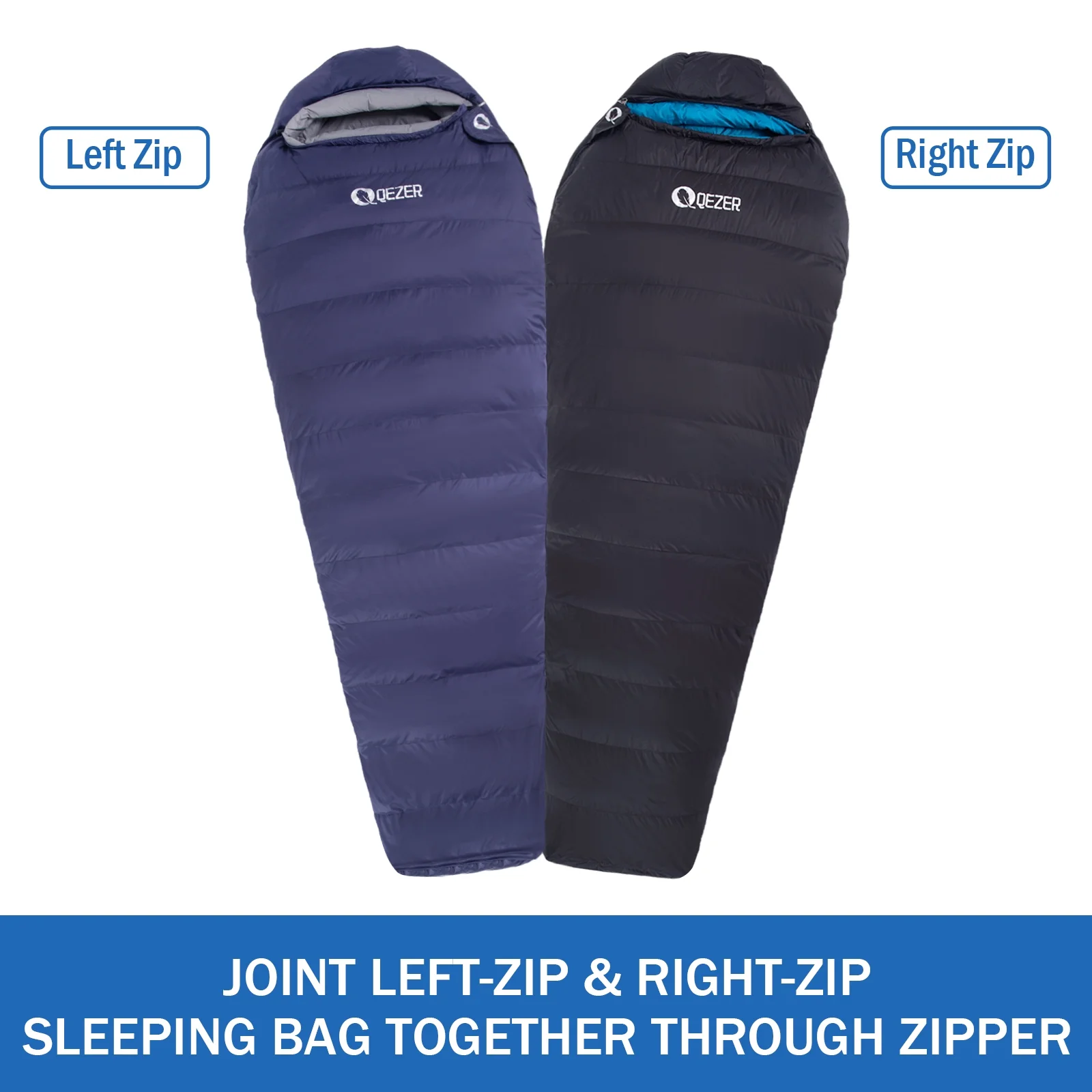 QEZER Down Sleeping Bag for Adults 15??F Backpacking Sleeping Bag for Cold Weather with Compression Sack