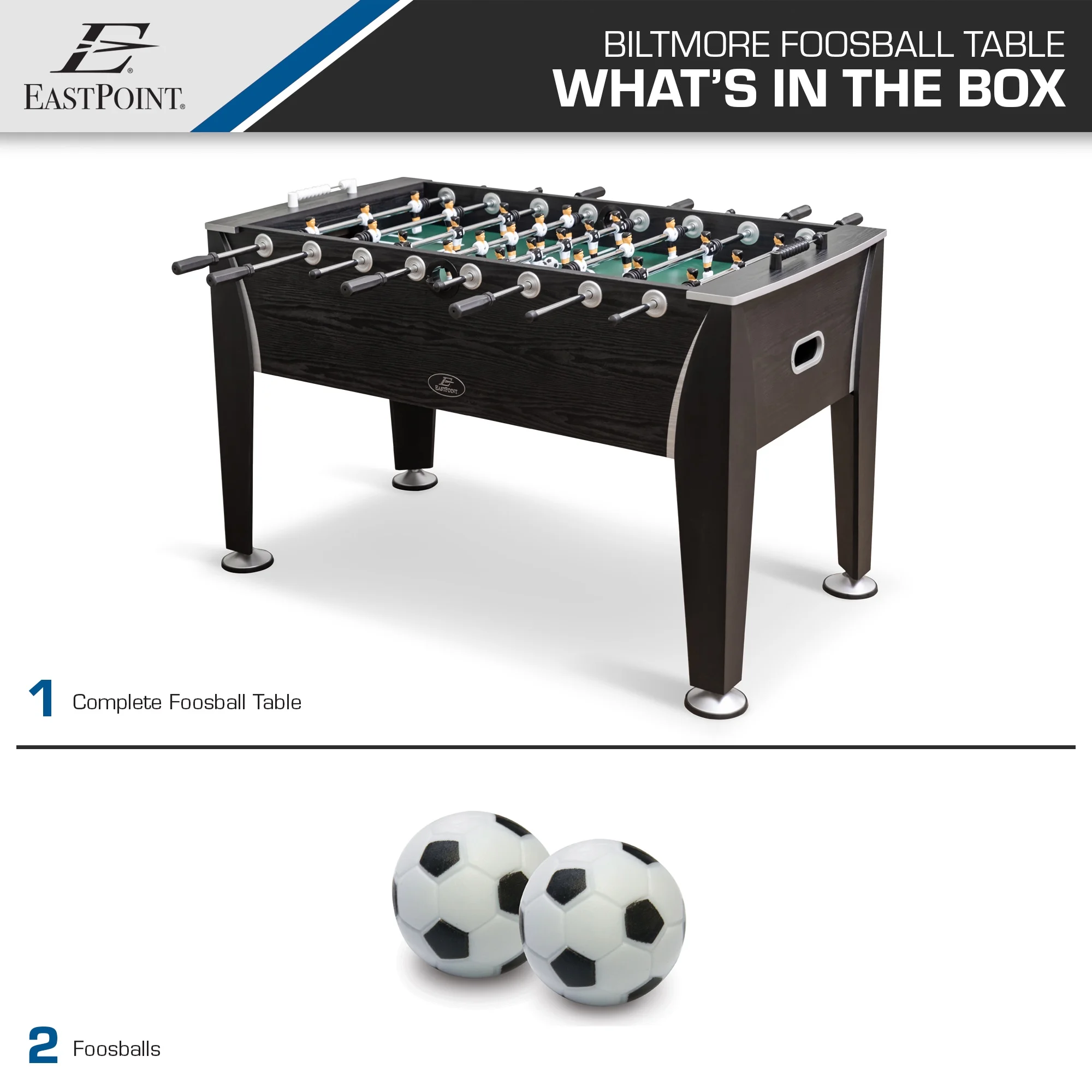 EastPoint Sports 54″ Official Size Biltmore Indoor Foosball Table, Black