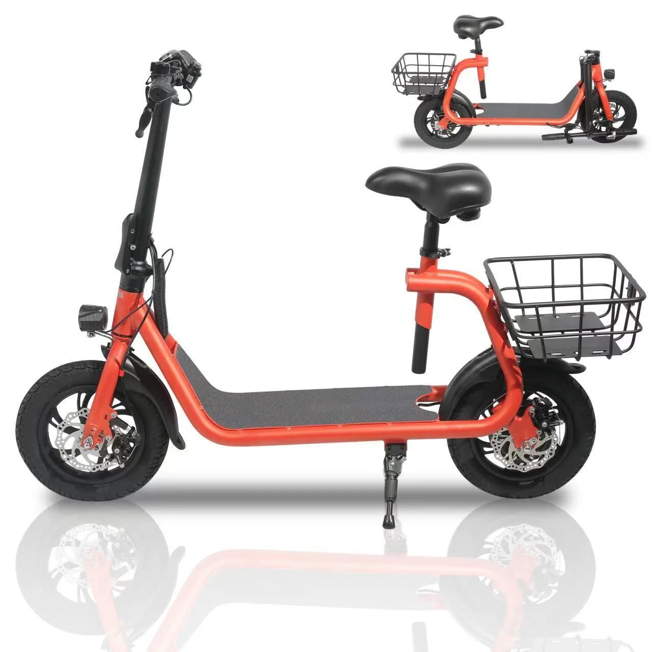 36V 450W Sports Electric Scooter 12″ Tires Ebike Moped with Seat for Adult Commuter