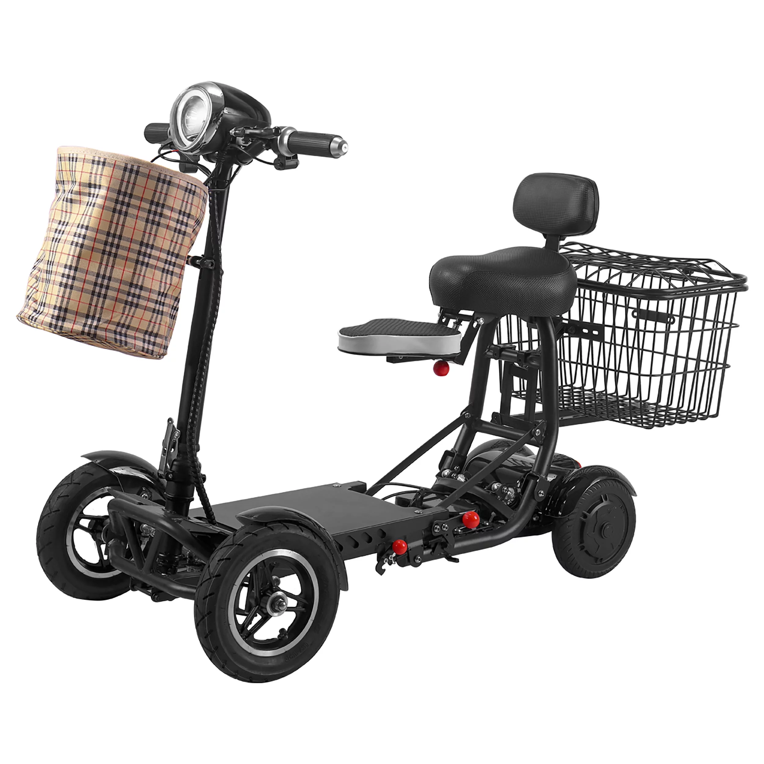 4 Wheels Motorized Electric Scooter with Extended Big Seat, Powerful Double Motors – Gold