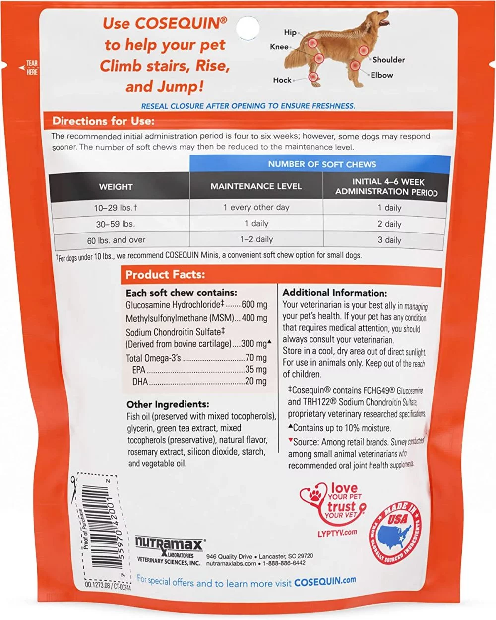 Nutramax Cosequin Joint Health Supplement for Dogs, 60 Soft Chews