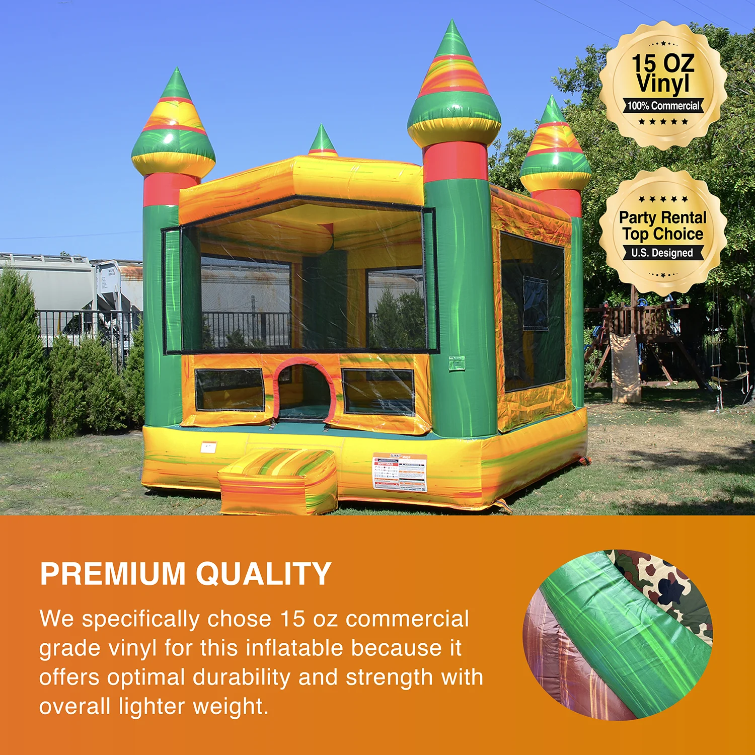 JumpOrange Fiesta Commercial Grade Bounce House with Blower for Kids and Adults