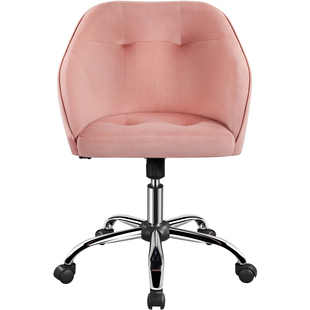 Alden Design Modern Velvet Adjustable Swivel Office Chair, Pink