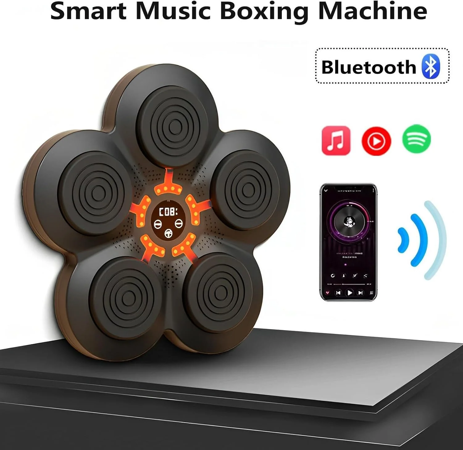 Chalkart Smart Music Boxing Machine with Boxing Gloves, Wall Mounted Bluetooth Music Boxing Training Punching for Home, Indoor and Gym