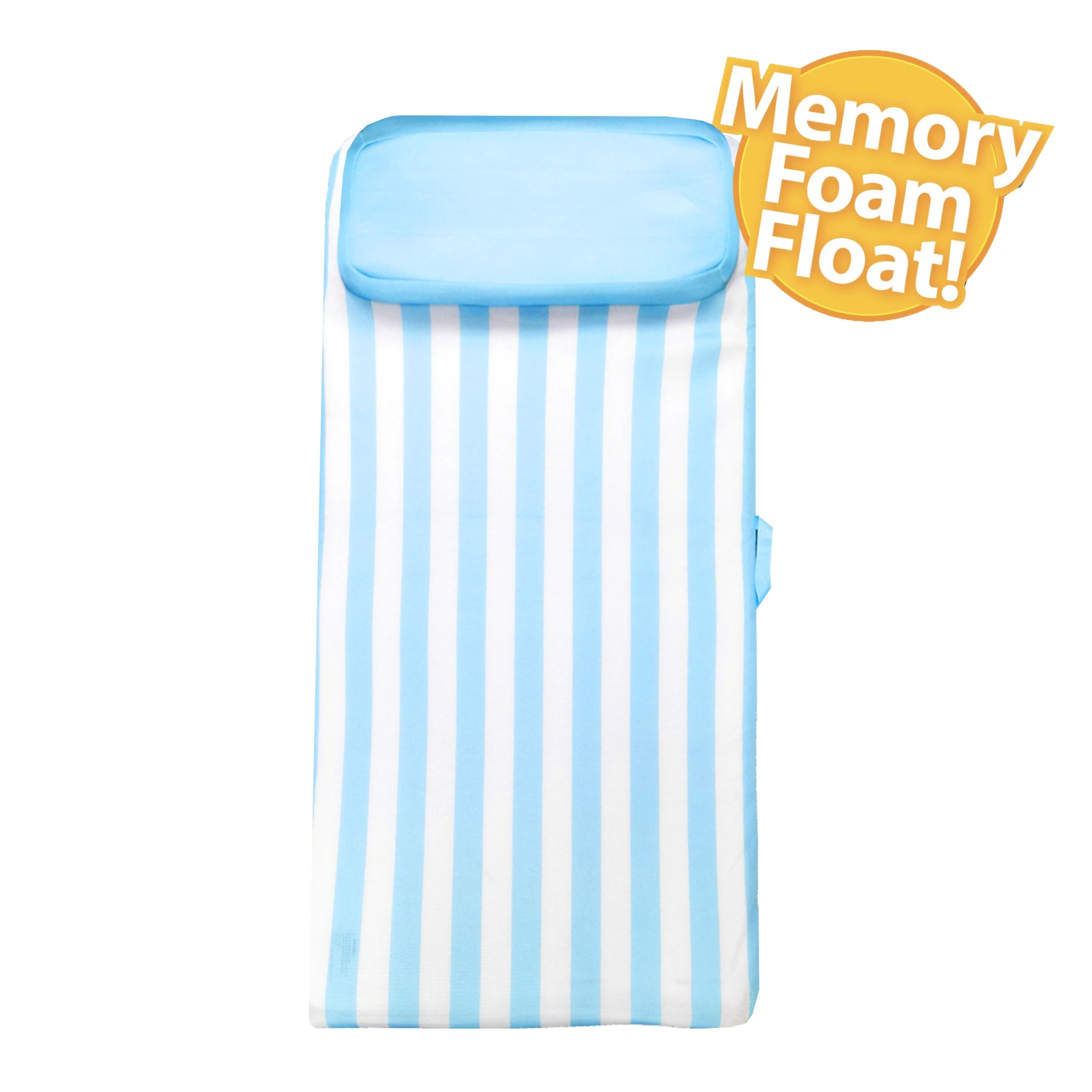 Comfy Floats Roll-up Pool Float Sun Bed with Pillow, Blue White, Adult, Unisex