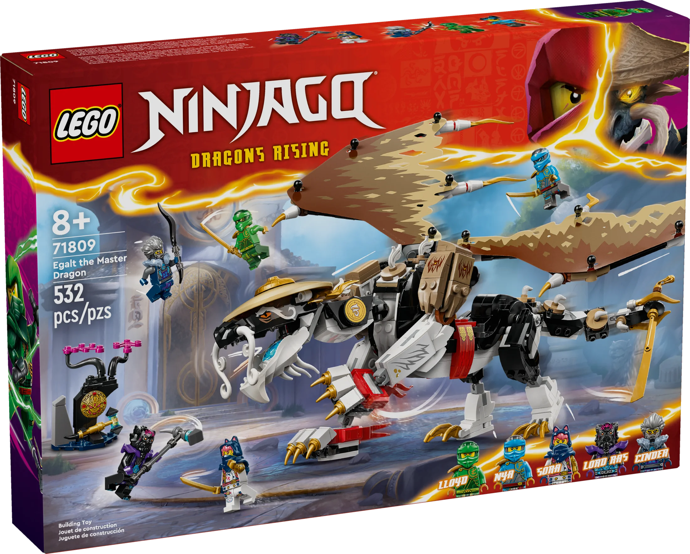 LEGO NINJAGO Egalt the Master Dragon Action Figure, Hero Toy Battle Set with 5 Ninja Minifigures for Group or Independent Play, Dragon Toy Gift Idea for Boys and Girls Ages 8 and Up, 71809