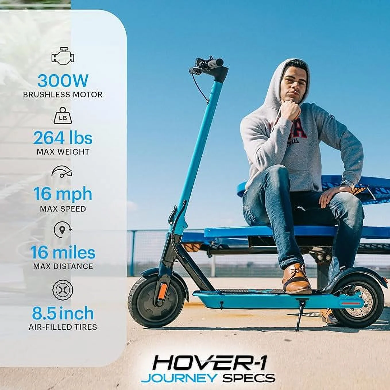 Hover-1 Journey Gen One Self Balancing Folding Electric Scooter for Adults, LED Lights, 16 mph Max Speed, Yellow, UL 2272 Certified