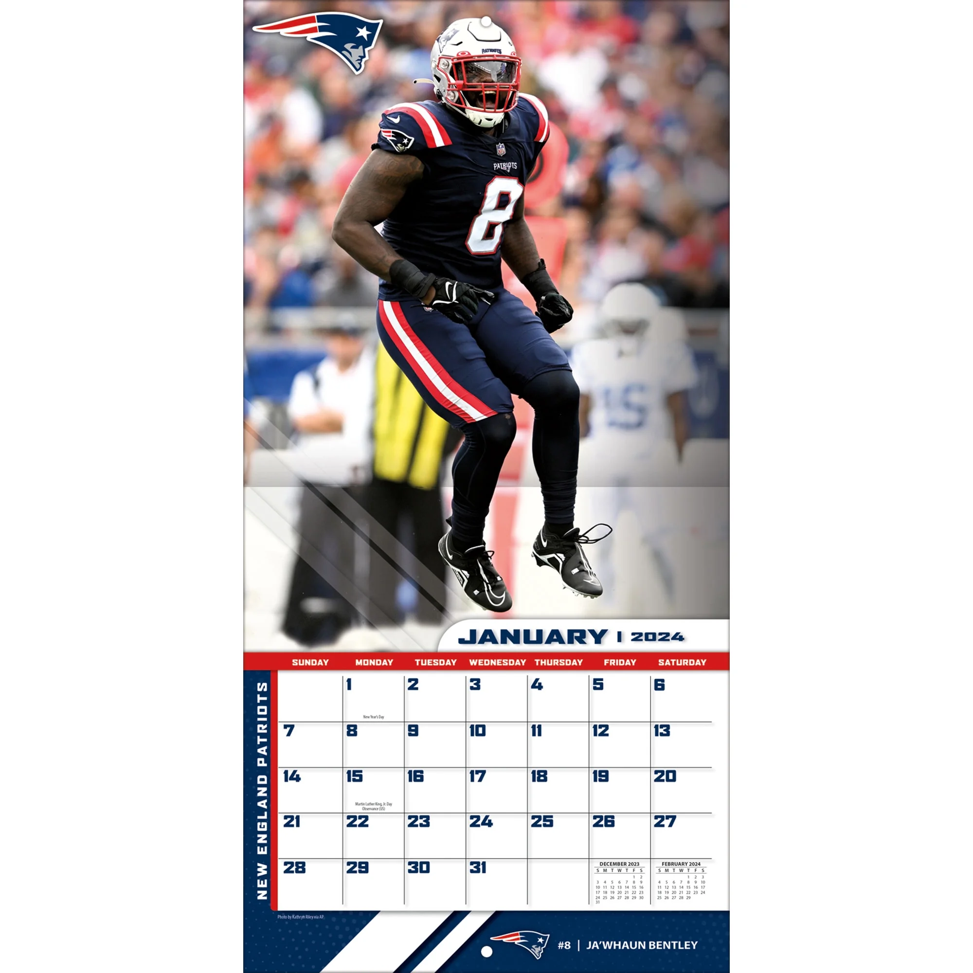 New England Patriots 2024 12×12 Team Wall Calendar (Other)