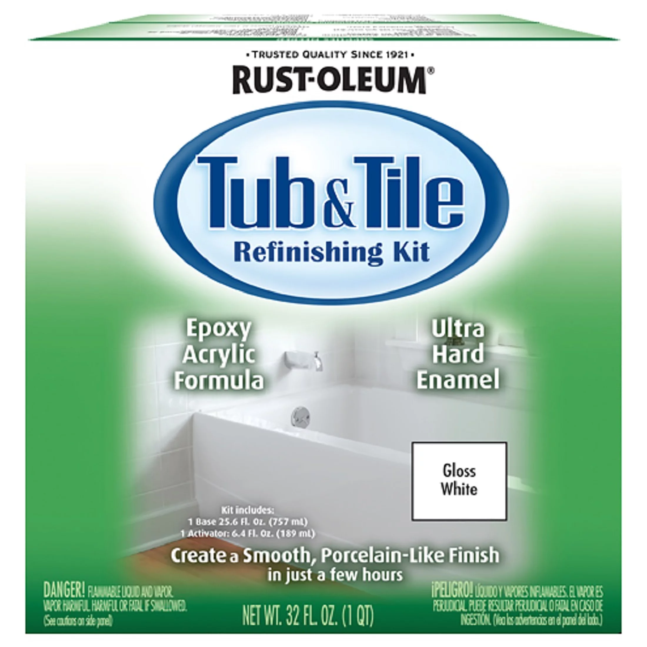 White, Rust-Oleum Gloss Tub & Tile Refinishing Kit- 384165