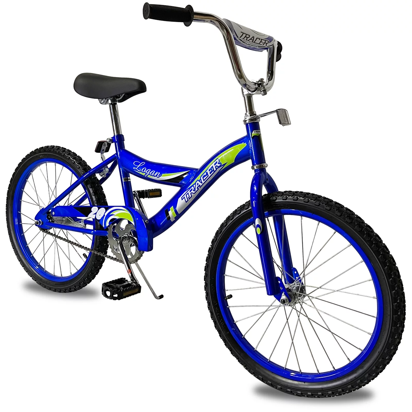 Tracer Logan BMX Freestyle 20 Inch Kids Bike with Bicycle Kickstand and Coaster Brake, Boy and Girls Age 5 to 9, Blue Color