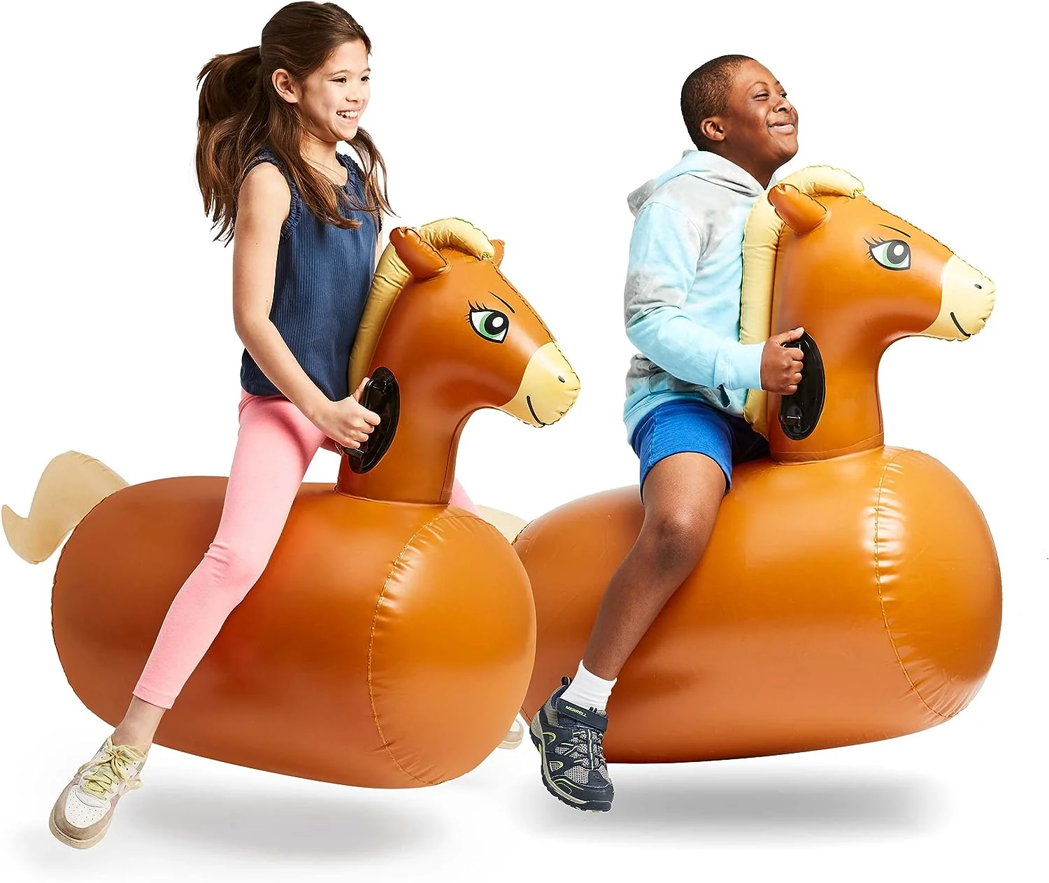 Hearthsong Inflatable Bouncy Horse Hop ‘n Go Toy for Indoor and Outdoor Play, 48″ x 20″ x 36″ Set of 2