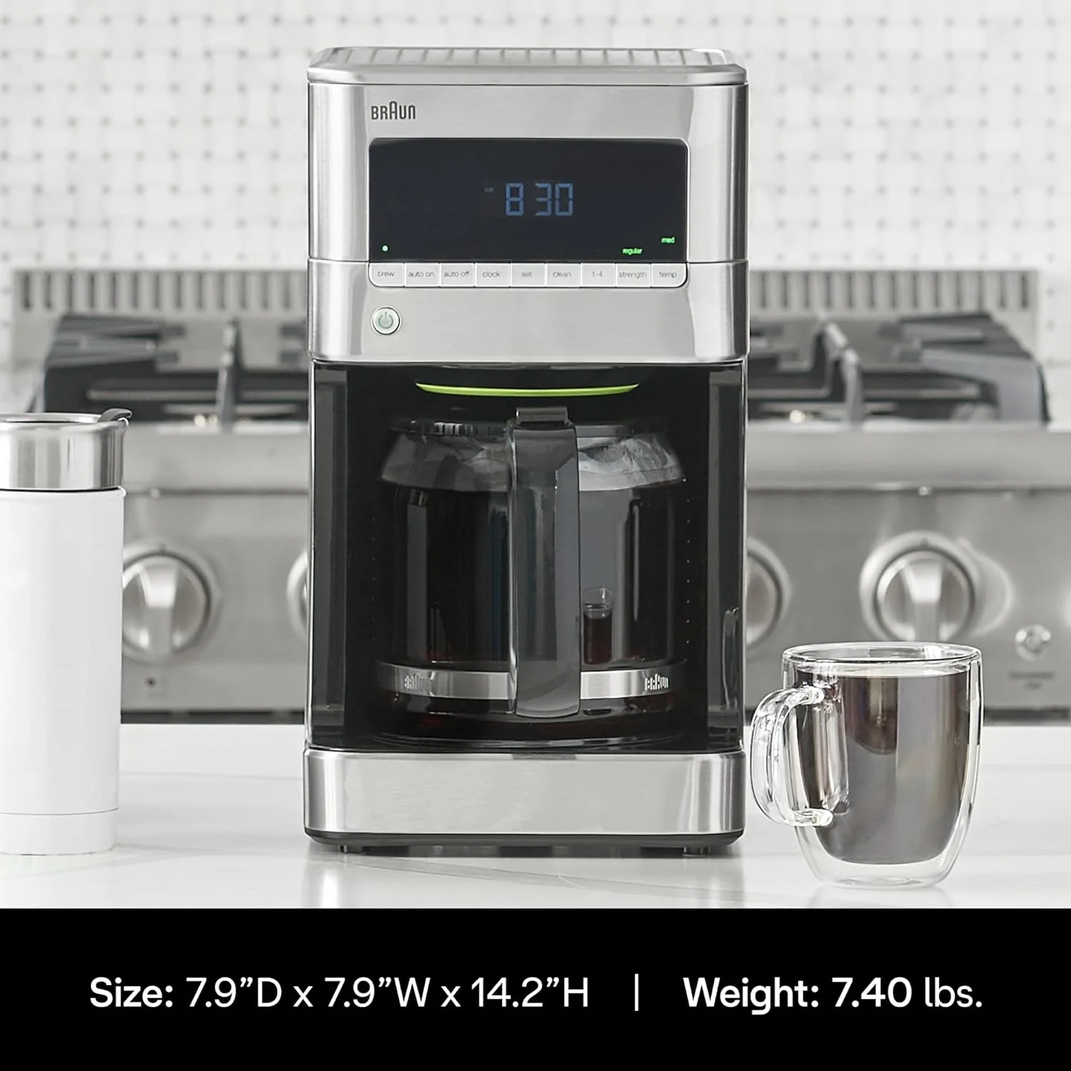 YONG 12-Cup Drip Coffee Maker, Stainless Steel – PureFlavor & Fast Brew System – Three Brew Modes – 24-Hour Programmable Timer – Dishwasher Safe