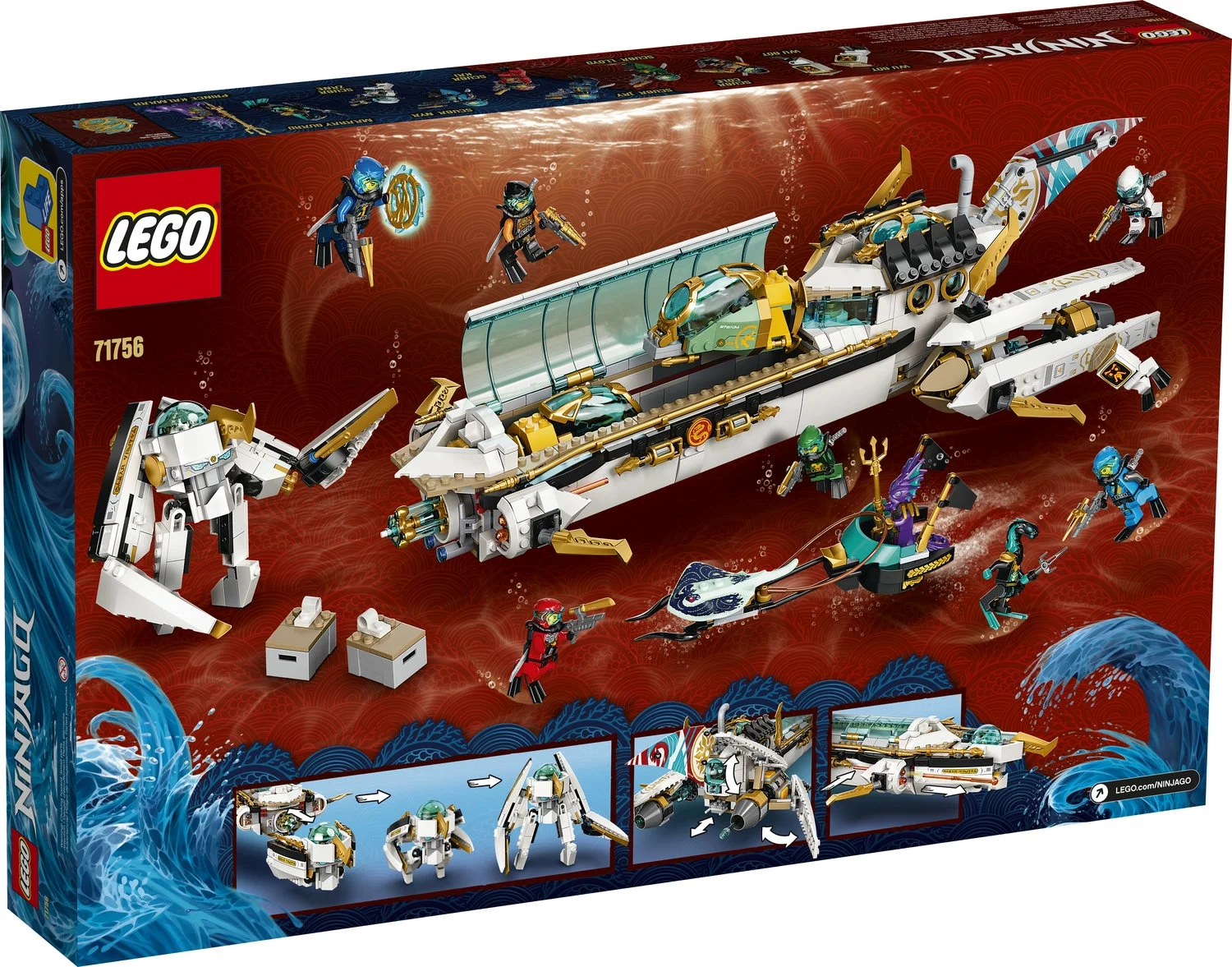 LEGO NINJAGO Hydro Bounty Building Set, 71756 Submarine Toy with Kai and Nya Minifigures, Ninja Toys, Gifts, Presents for Kids, Boys, Girls Age 9 Plus Years Old