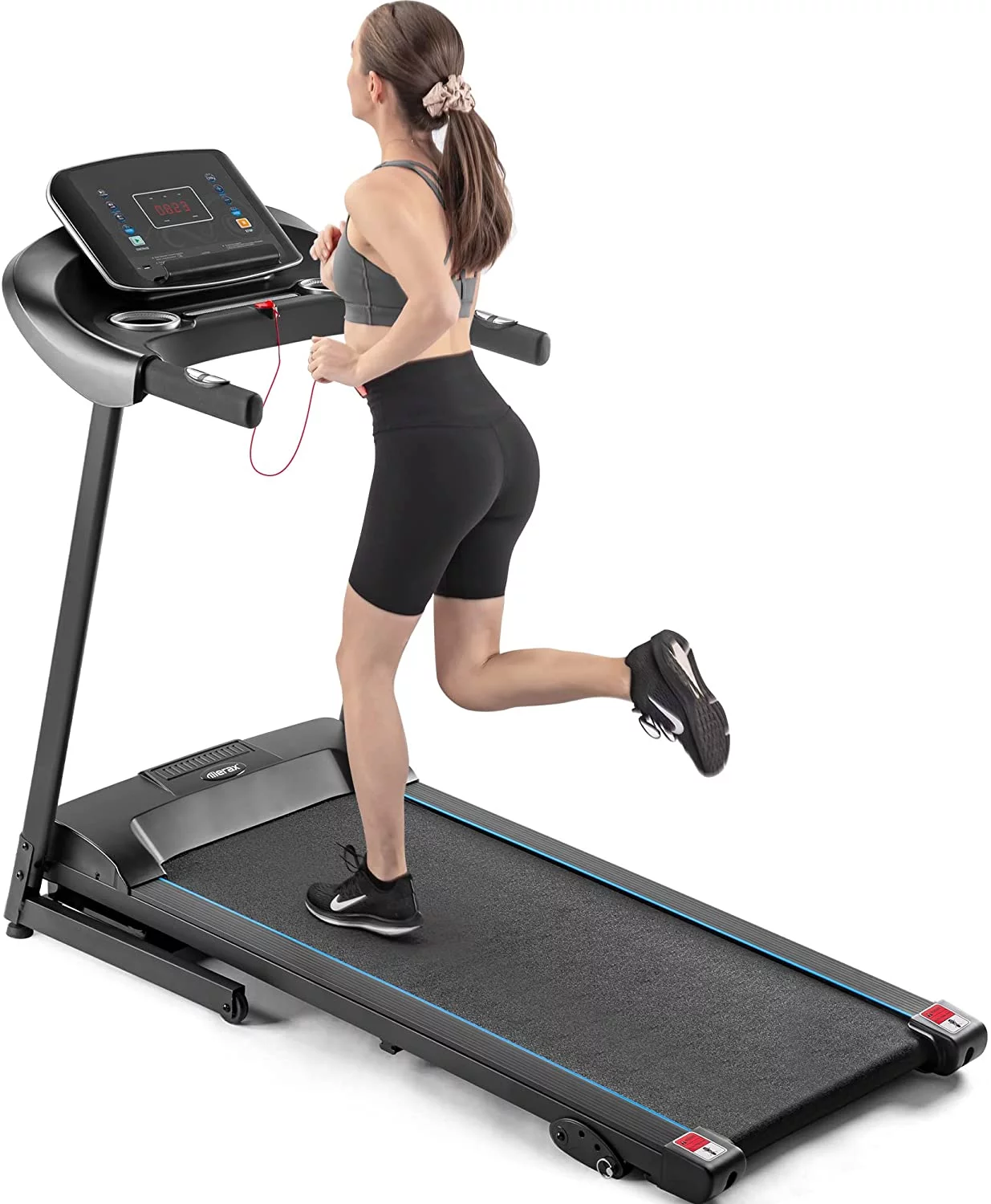 Folding Middle Treadmill for Home, 2.5HP Electric Motorized Running Machine with 10MPH Speed, Large Running Surface, 12 Programs, Speakers, Incline, LCD and Pulse Monitor for Running Walking