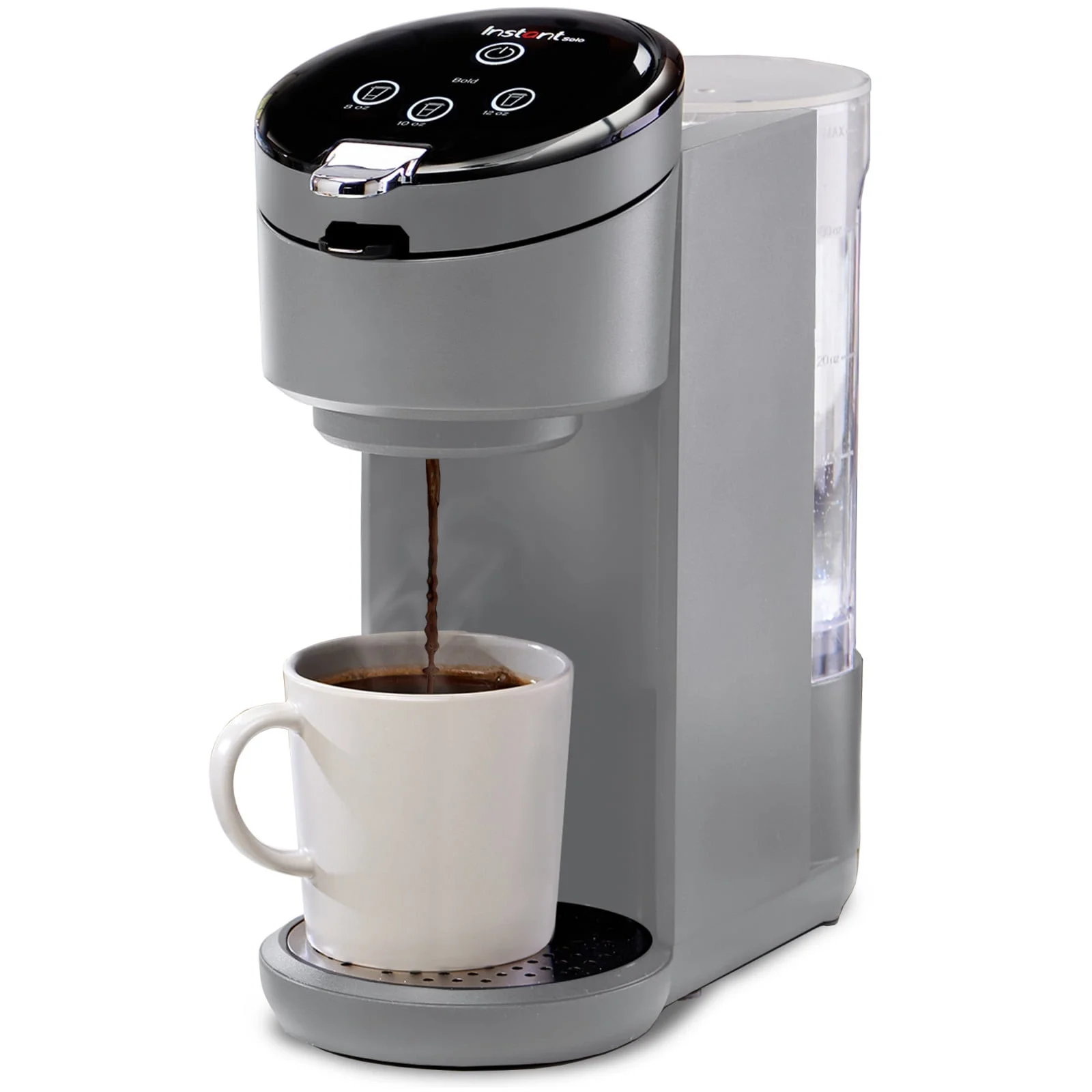 Instant Solo 2-in-1 Single Serve Coffee Maker for Ground Coffee or K-Cup Pods with 3 Brew Sizes, Black