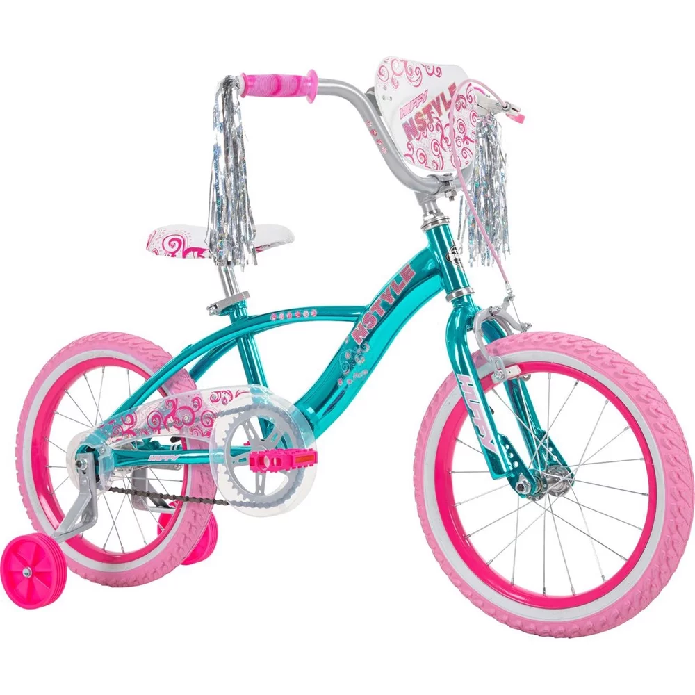 Huffy 21830 N Style Girls’ Bike Blue 16-inch Bundle with Veglo Commuter X4 Wearable Rear Light System