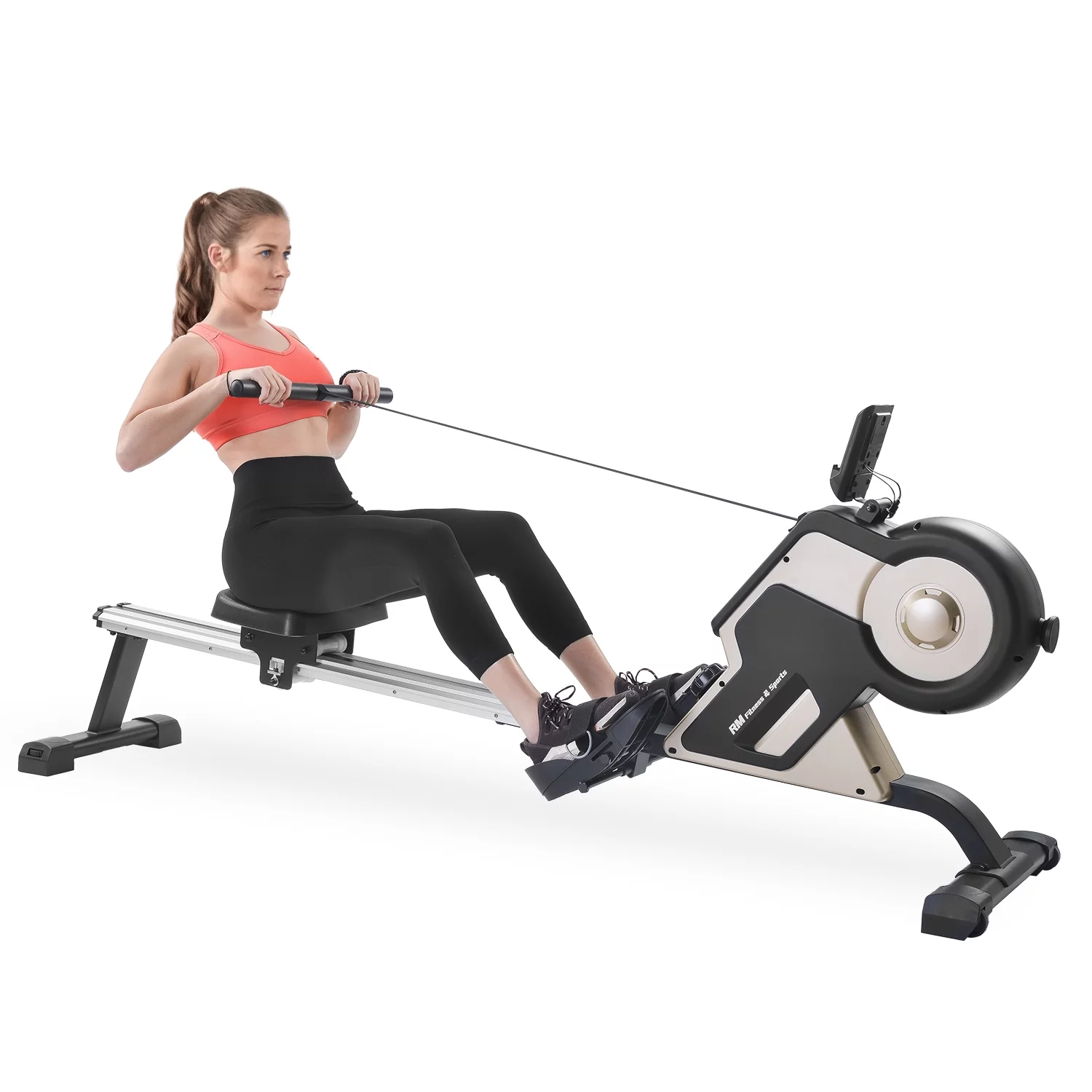 Lavay Rowing Machine with Magnetic Tension System, Indoor Rower with LED Monitor and 8-Level Adjustable Resistance, Weight Capacity 340 LBS Air Rower