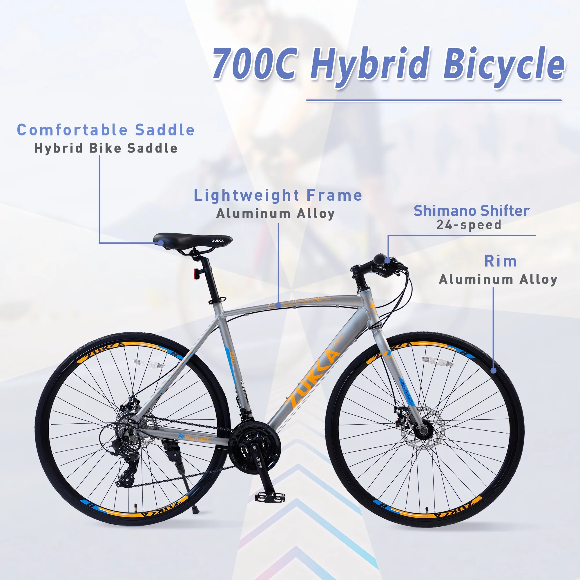 iYofe 28″ Hybrid Bike for Men and Women, Shimano 24-Speed Road Bike, Mens Bike, 85% Pre-assembled, Mountain Bike, Titanium