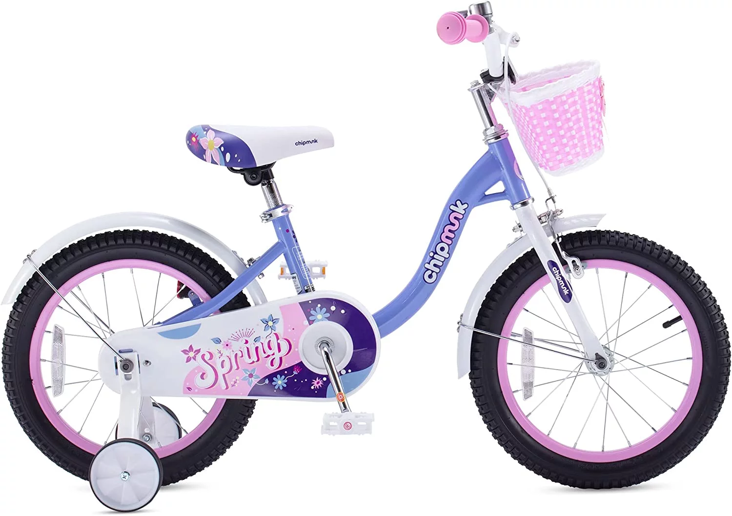 RoyalBaby Spring Kids Bike Girls 18 Inch Bicycle with Basket Kickstand Options Pink