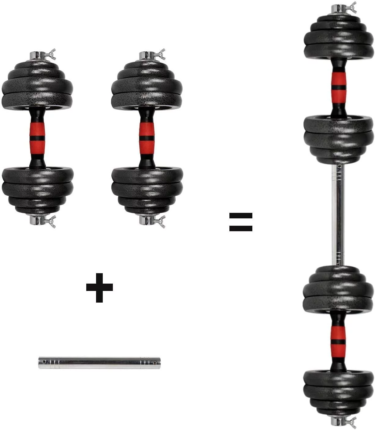 Adjustable Dumbbell Set,10-66 lbs Dumbbells Adjustable Weight for Men Women, Dumbbell Bar Weight Plates for Home Gym Workout Exercise, Barbell Weight Set Strength Training Core Fitness (Pair)