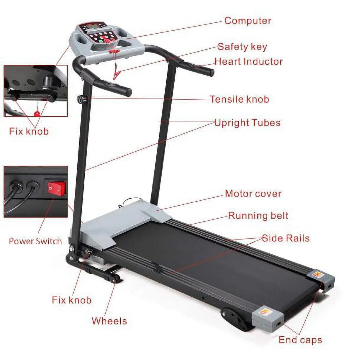 Clerance! Treadmill Foldable Treadmill for Home Electric Treadmill Workout Running Machine 3-Level Manual Incline Treadmill with LCD Monitor for Home & Office & Gym