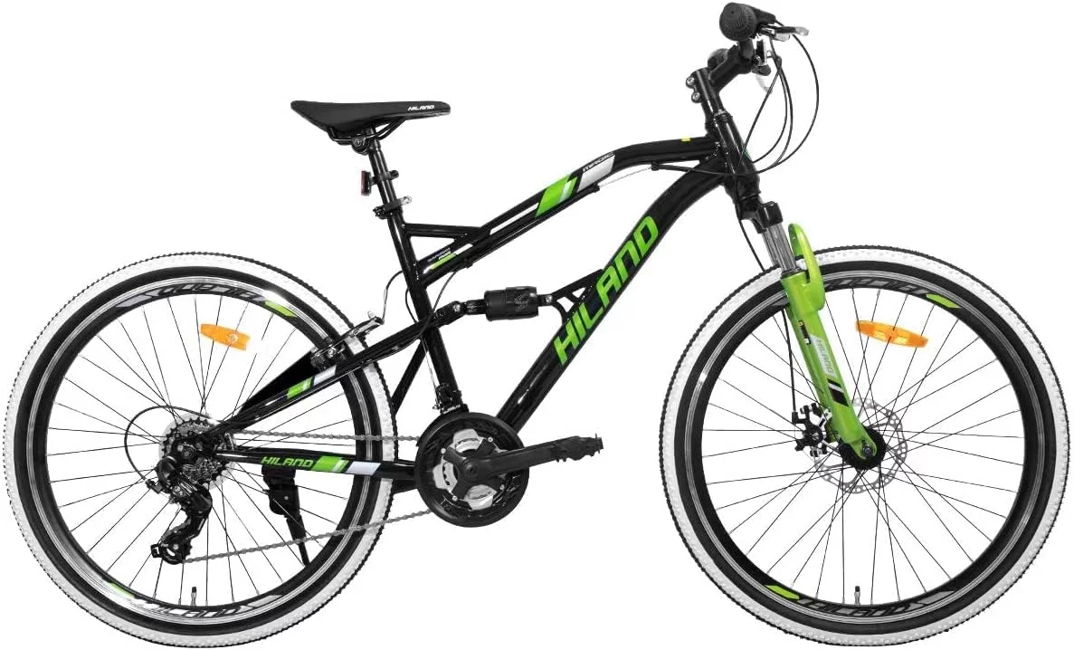 Hiland 26 Inch Mountain Bike,Full-Suspension 21 Speeds Drivetrain with Disc-Brake MTB Bicycle,for Men Mens Women Bike