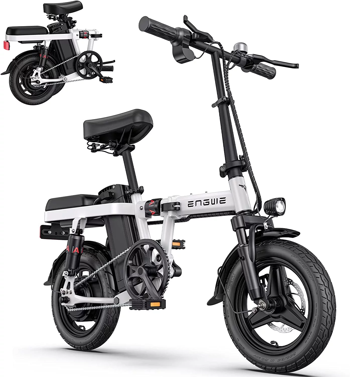 Engwe T14 Folding Electric Bikes for Adults,350W Mini Ebike 48V10AH Removable Battery, Urban City Commuter Electric Bicycles-Grey