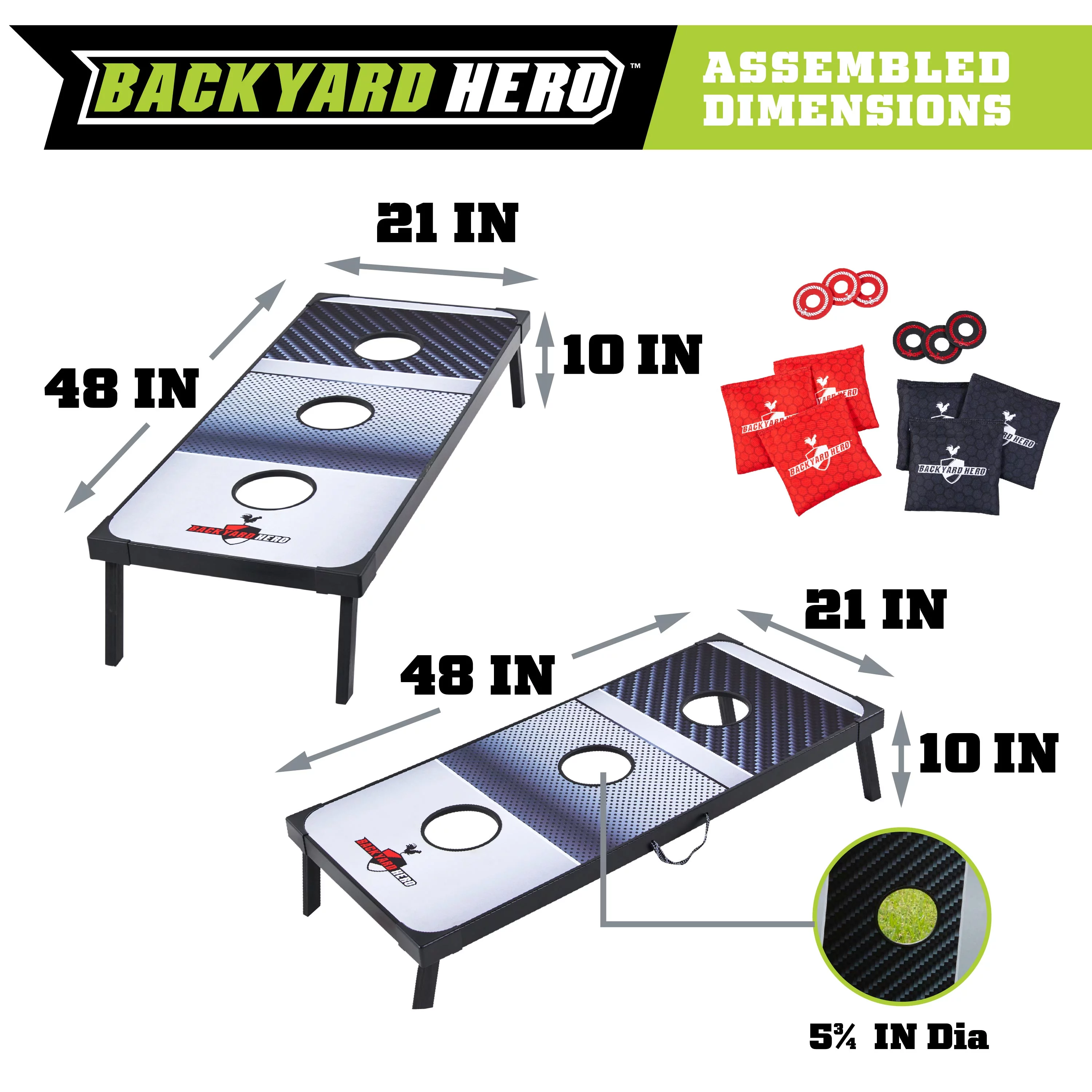 Backyard Hero Outdoor 48?? Target Toss 2-in-1 Boards, Corn Hole, and Washer Toss Games