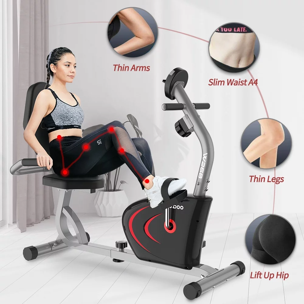 Pooboo Recumbent Exercise Bike Seniors Stationary 8 Level Adjustable Magnetic Resistance Bike Indoor Cycling Recumbent Bikes with Digital Monitor