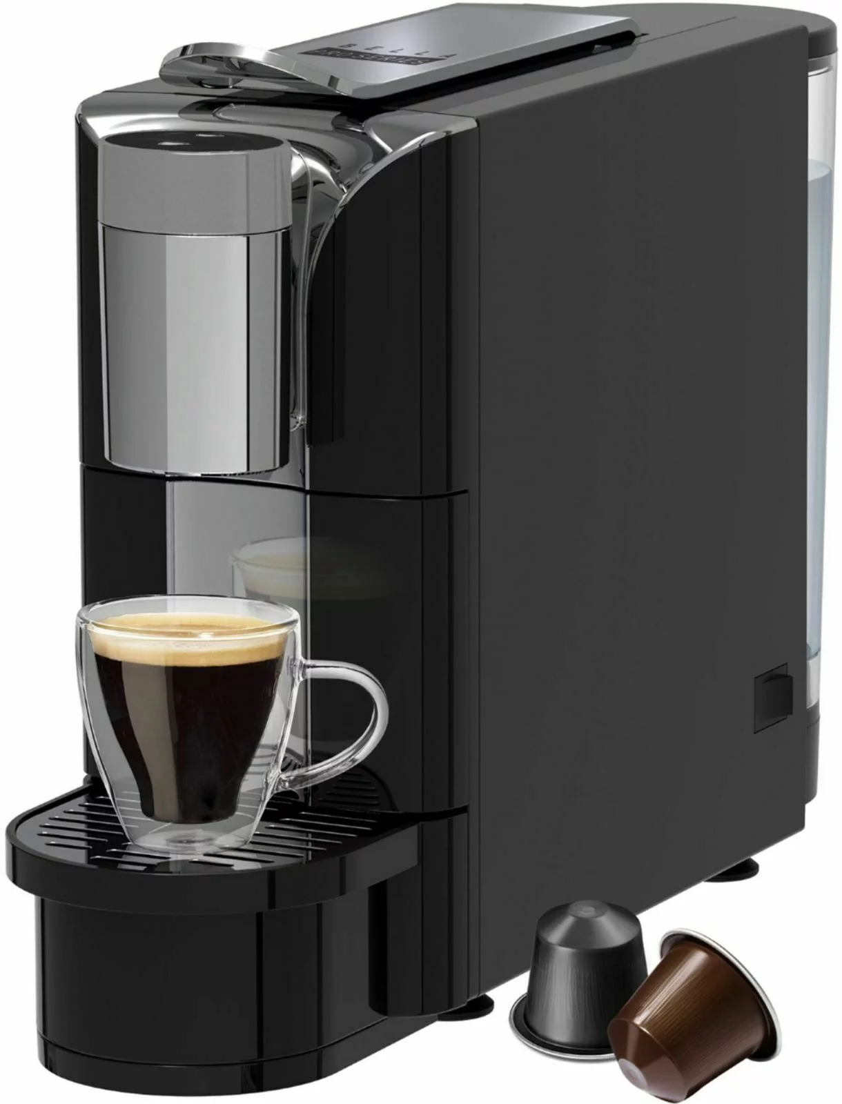 Bella Pro Series – Capsule Coffee Maker and Milk Frother – Black – new (bb)