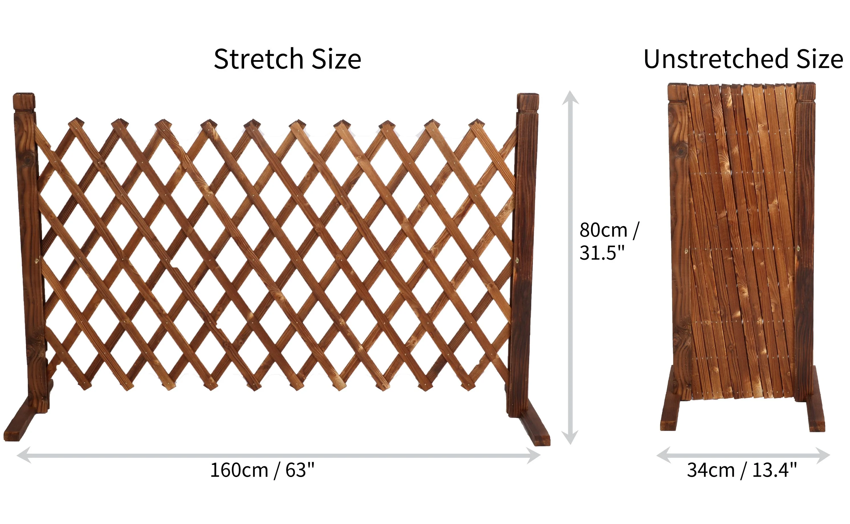 Uyoyous 2 Pack 27.5″ x 63″ Extendable Instant Wood Fence, Pet Gate Retractable Fences Barrier Section Partition for Home Garden Indoor Outdoor Yard, Dog Gate