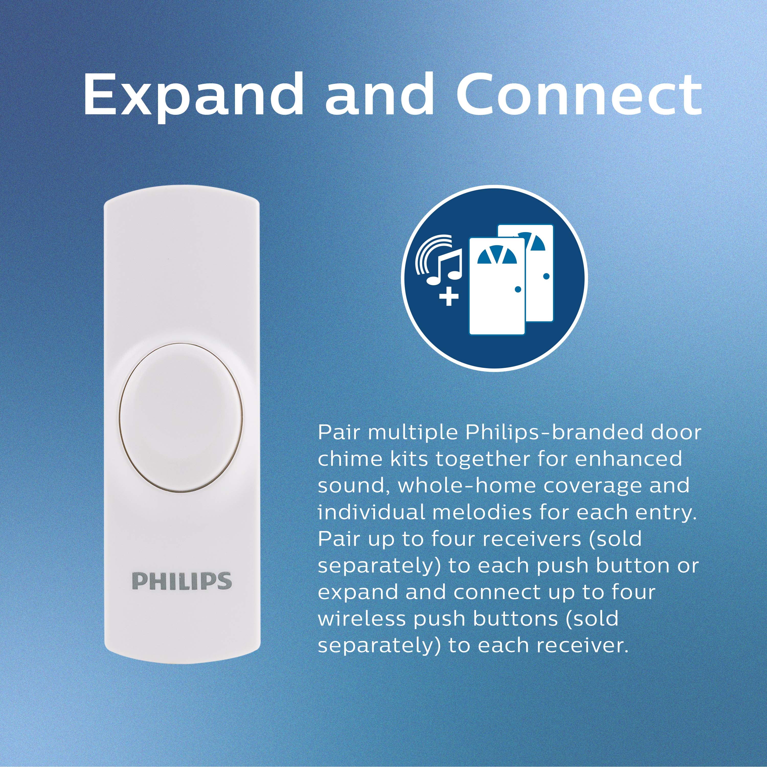 Philips Plug-in 2-Melody Doorbell Kit, White, DES2120W/27