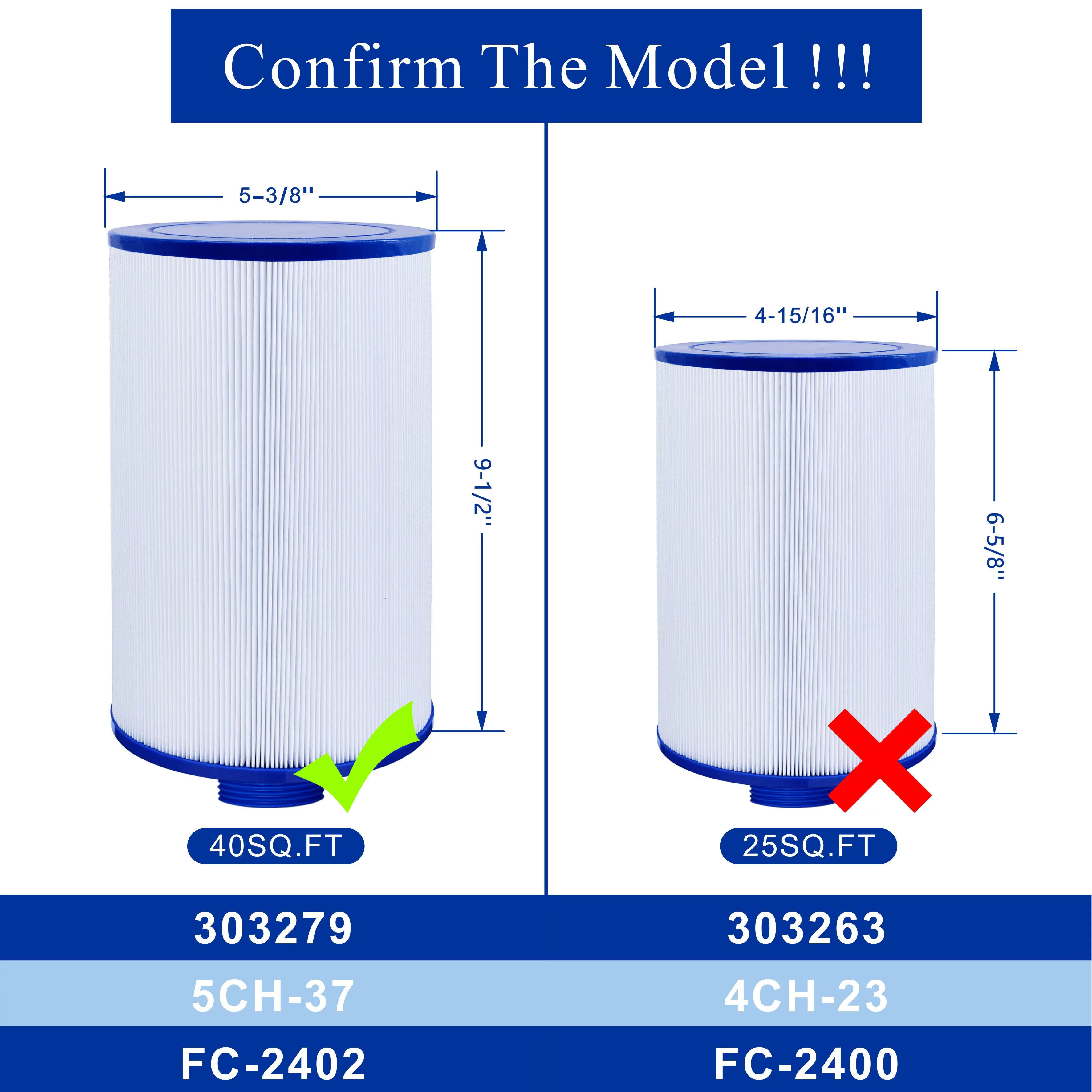 Cryspool MPT-Thread Spa Filter Replaces Watkins 303279(not 303263), FC-2402, Free Flow and Lifesmart Hot Tub Filter, 1 1/2″ Finer Thread, 2 Pack