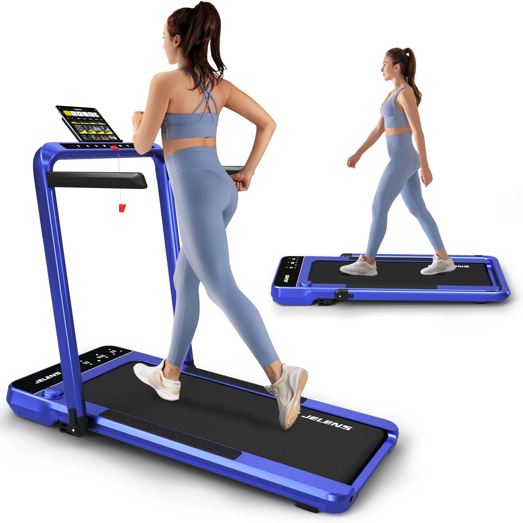 JELENS 2 in 1 Incline Treadmill Under Desk Walking Pad 2.5HP Home Folding Treadmills with Gesture Sensing Control, Walking Machine for Office with Led Display