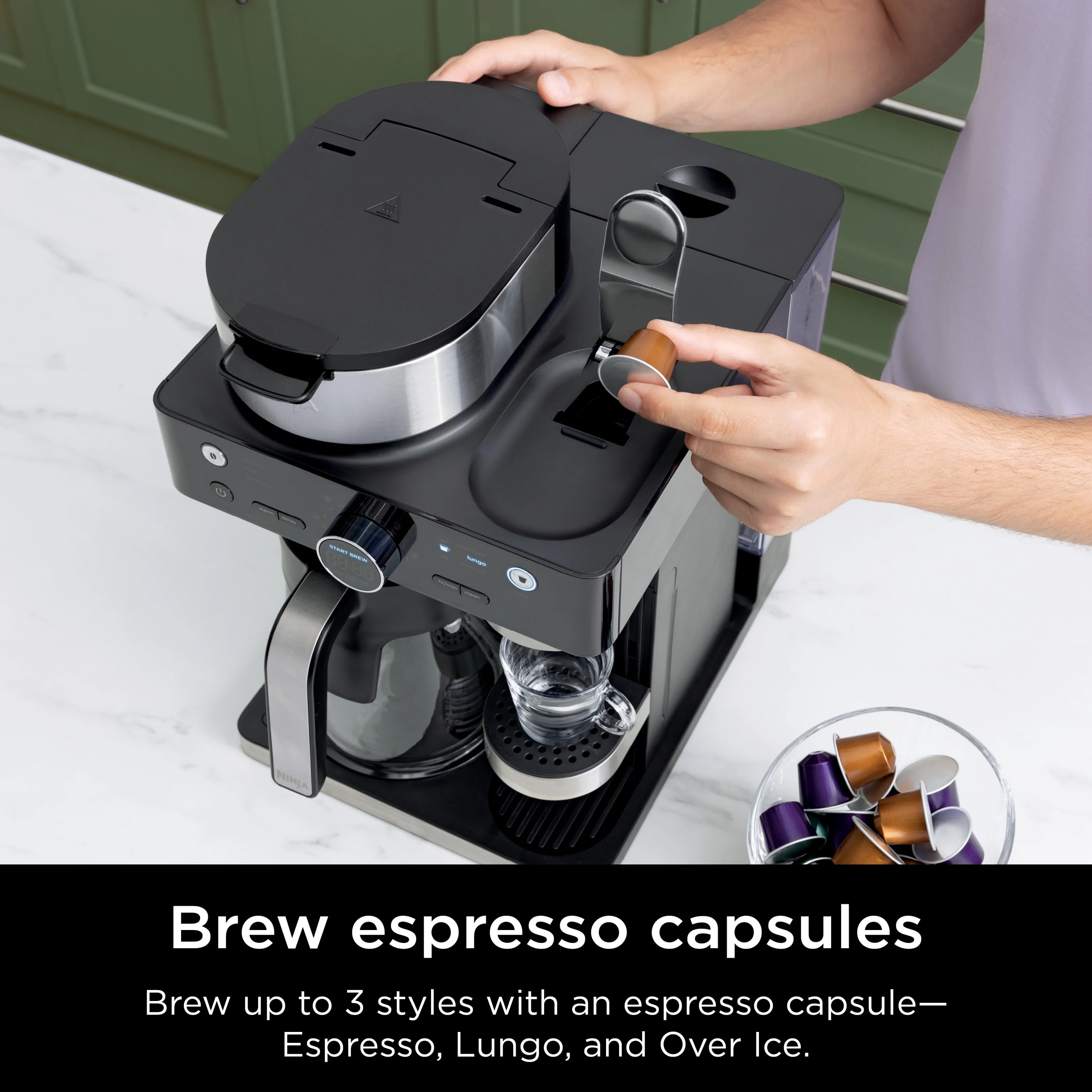 Ninja CFN601 Espresso & Coffee Barista System, Single-Serve Coffee & Nespresso Capsule Compatible