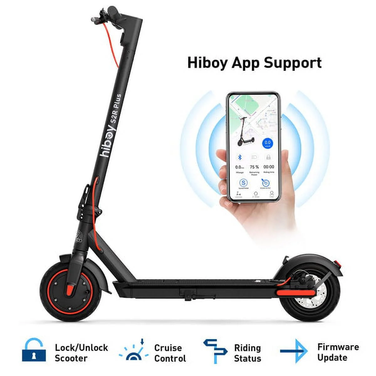 Hiboy S2R Plus Electric Scooter with 9″ Pneumatic Tires, Detachable Battery Upgraded 350W Motor Max 22 Miles & 19 MPH Foldable Commuter E-Scooter for Adults