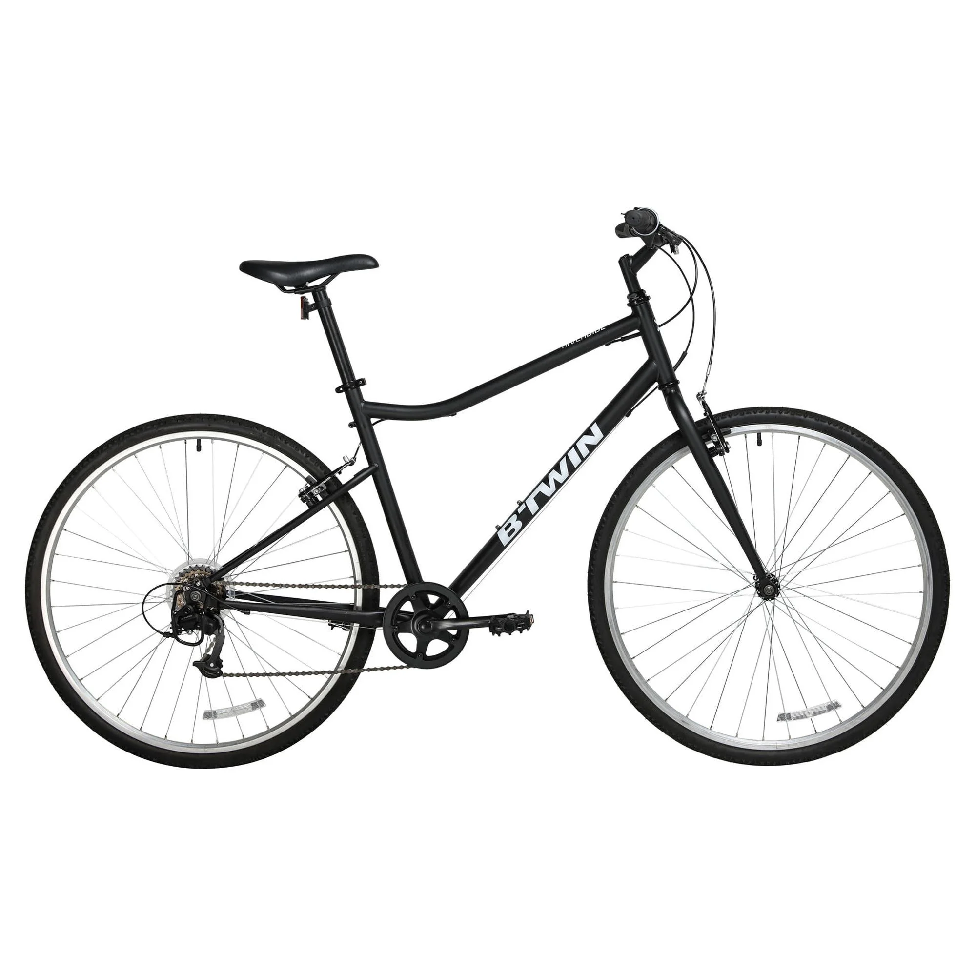 Decathlon Riverside 100, 6-Speed Adult Hybrid Bike, Black