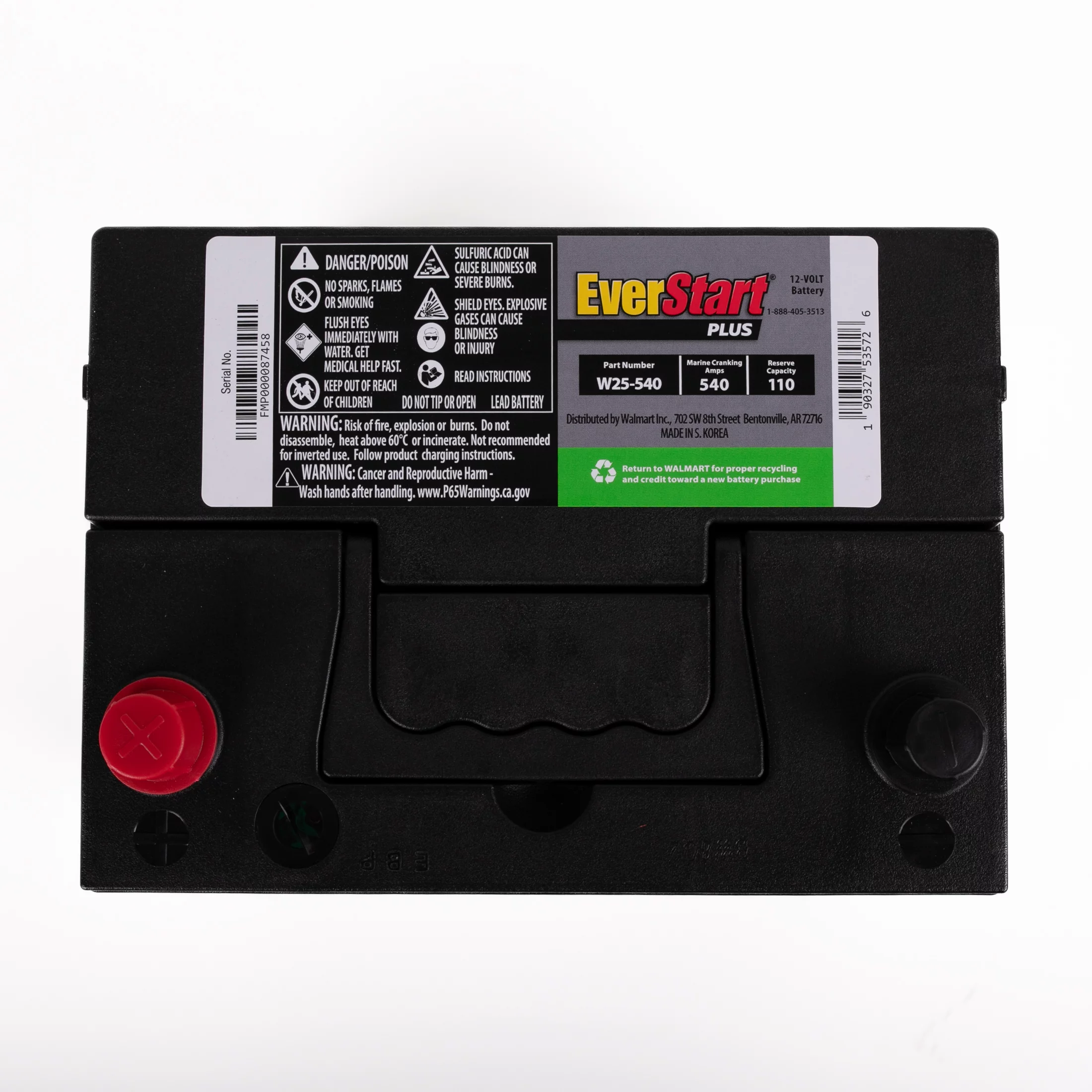 EverStart Plus Lead Acid Automotive Battery, Group Size 25 – 12 Volt 550 CCA 110 RC