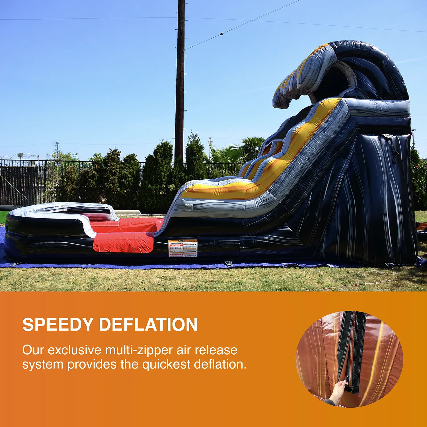 JumpOrange Commercial Grade Water Slide Inflatable with Splash Pool for Kids and Adults (with Blower), Flame Theme