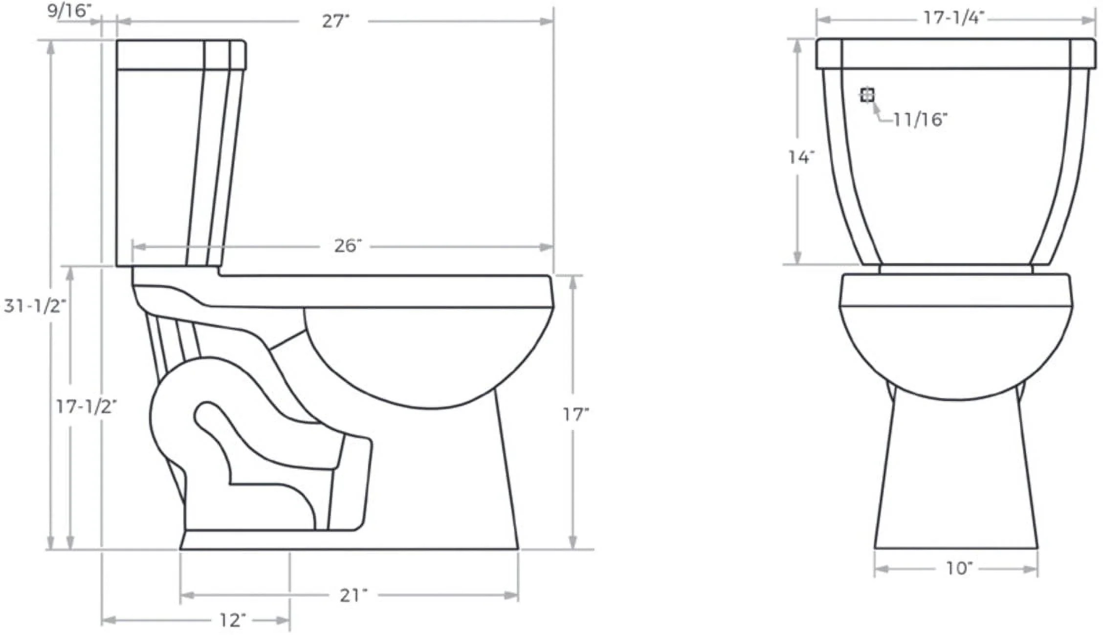 Miseno HiEff Toilet w/Round Chair Height Bowl W MNO1500C