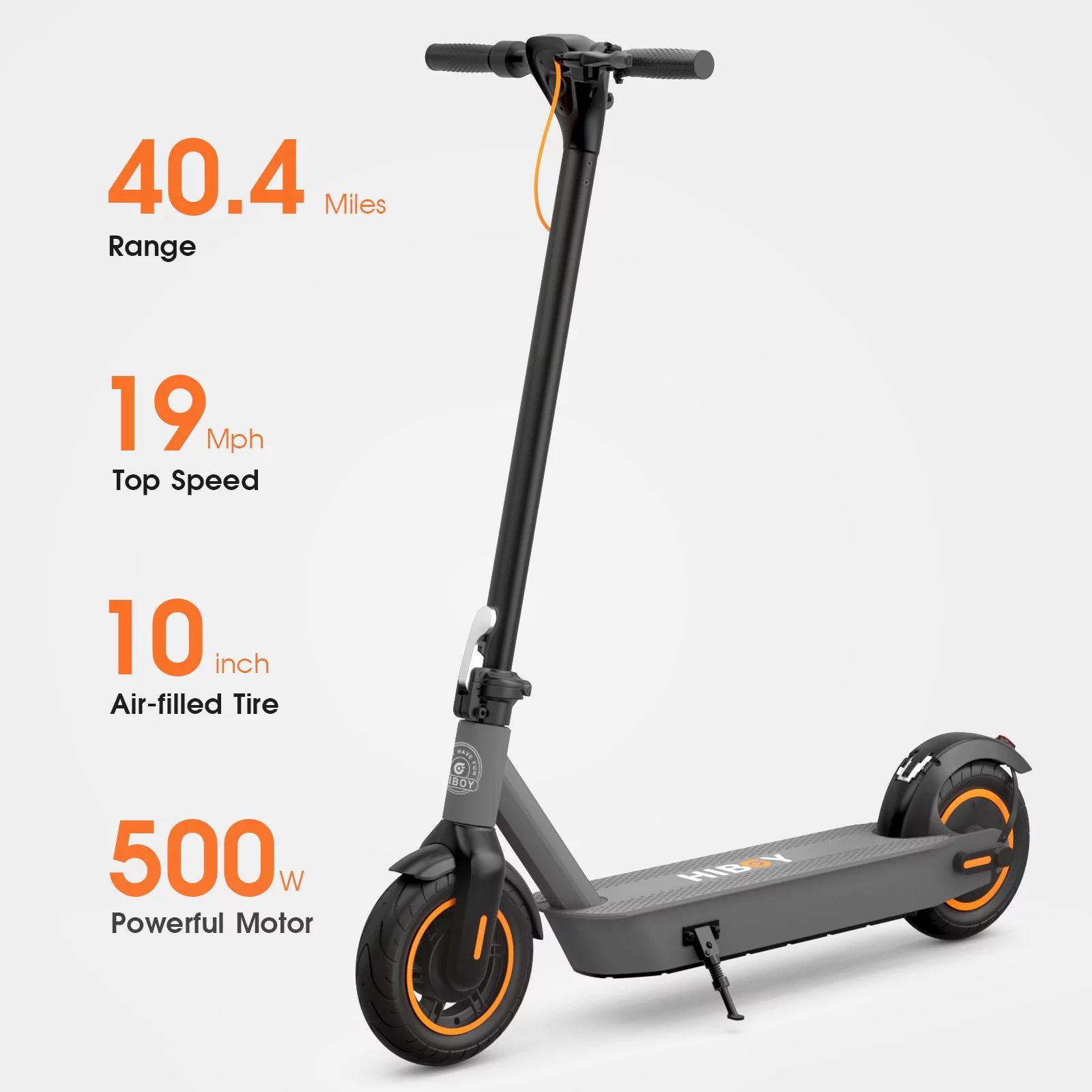 Hiboy S2 MAX Electric Kick Scooter, Upgraded 500W Motor, 10″ Air-filled Tires, 40.4 Miles Range & 19 MPH, Portable Foldable Commuting Electric Scooter for Adults with APP and Double Braking System