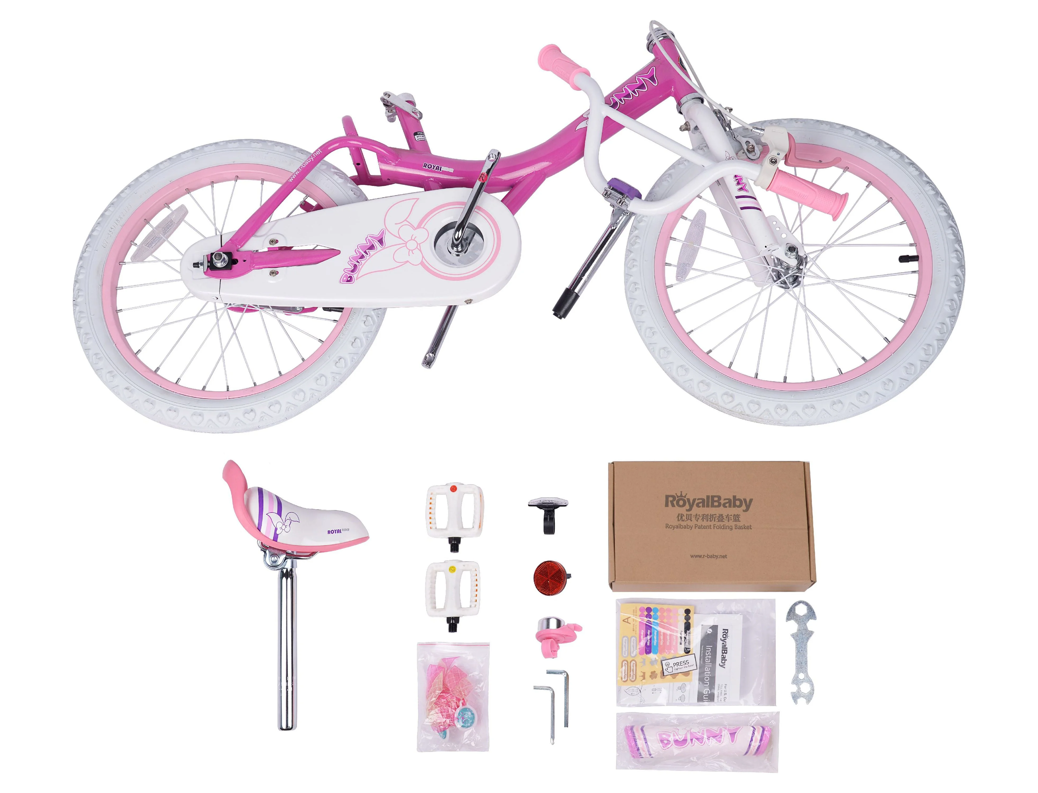 RoyalBaby Bunny 18 inch Girl’s Bicycle Kids Bike for Girls Childrens Bicycle Pink With Kickstand