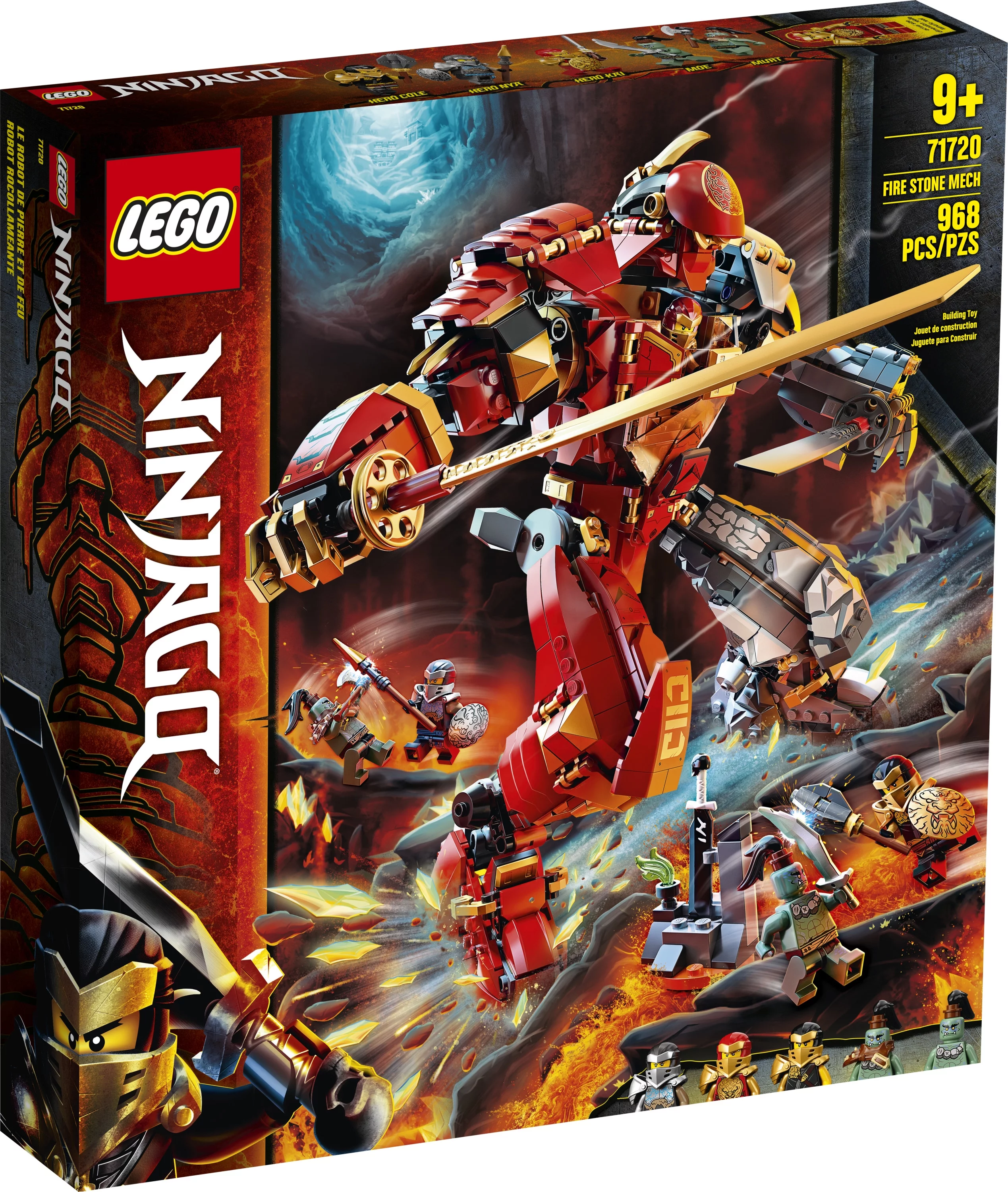 LEGO NINJAGO Fire Stone Mech 71720 Ninja Mech Building Toy for Kids Age 9+ (968 Pieces)